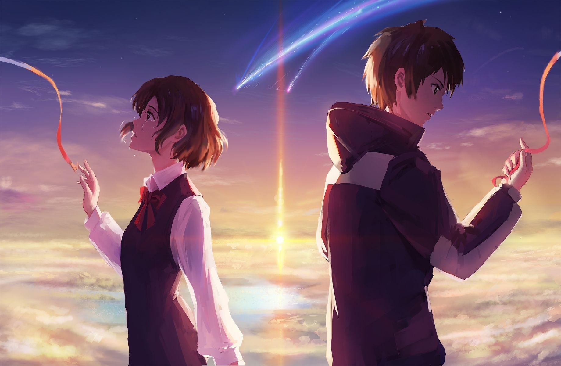 1840x1200 Wallpaper Mitsuha Miyamizu, Taki Tachibana, Tears, Kimi No Na Wa, Desktop