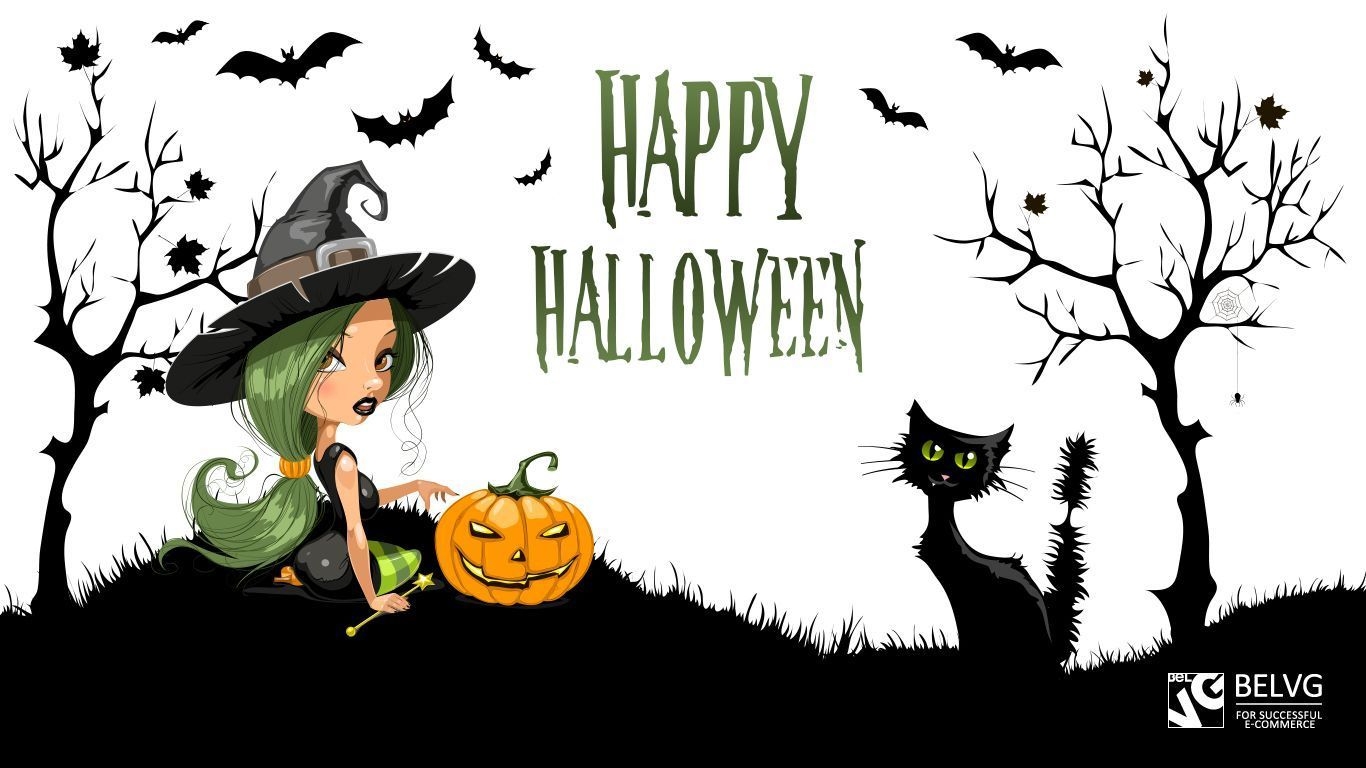 1370x770 Cute Happy Halloween Witches Wallpaper Free Cute Happy Halloween Witches Background, Desktop