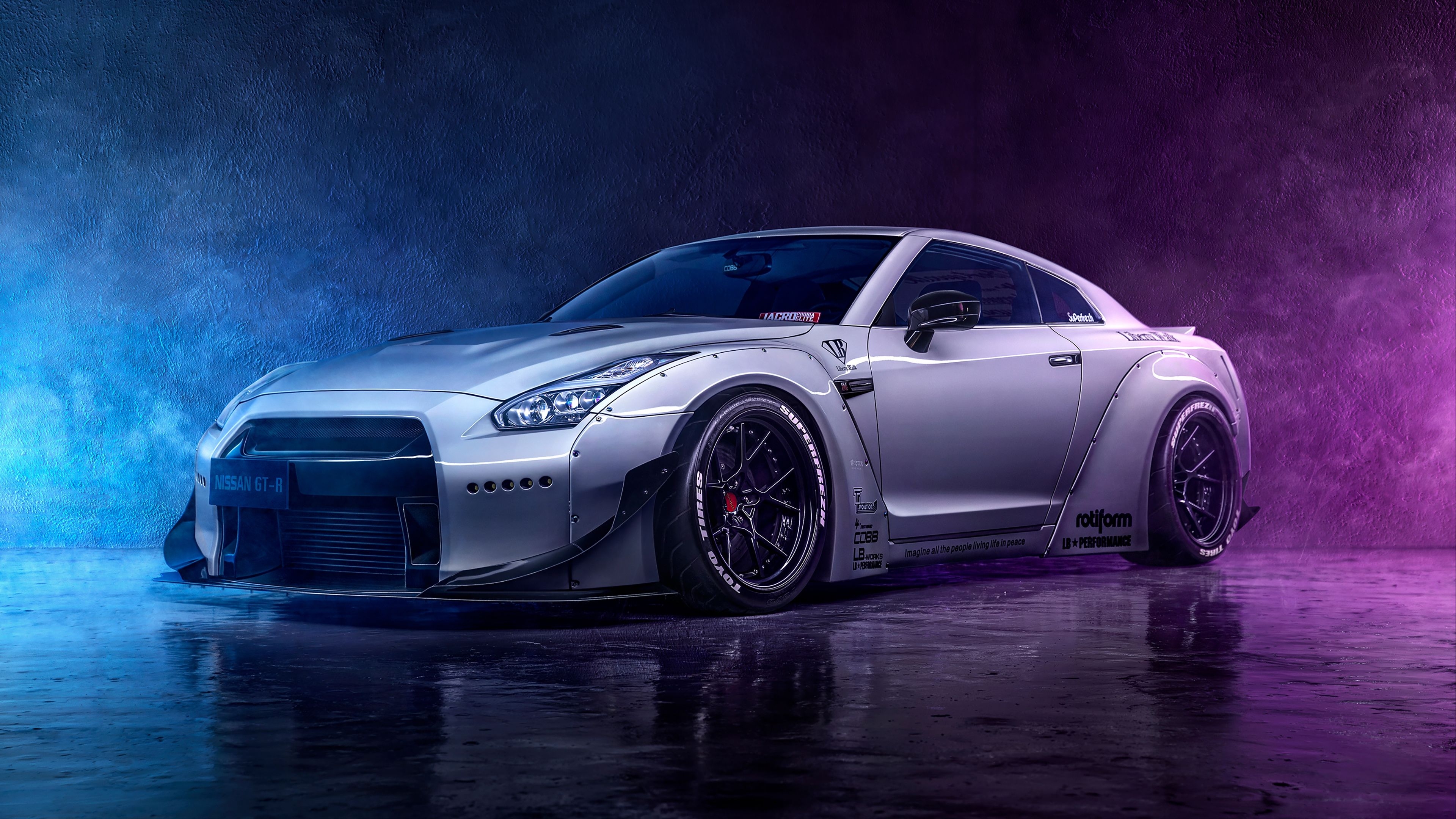 3840x2160 GTR R35 Neon Wallpaper, Desktop