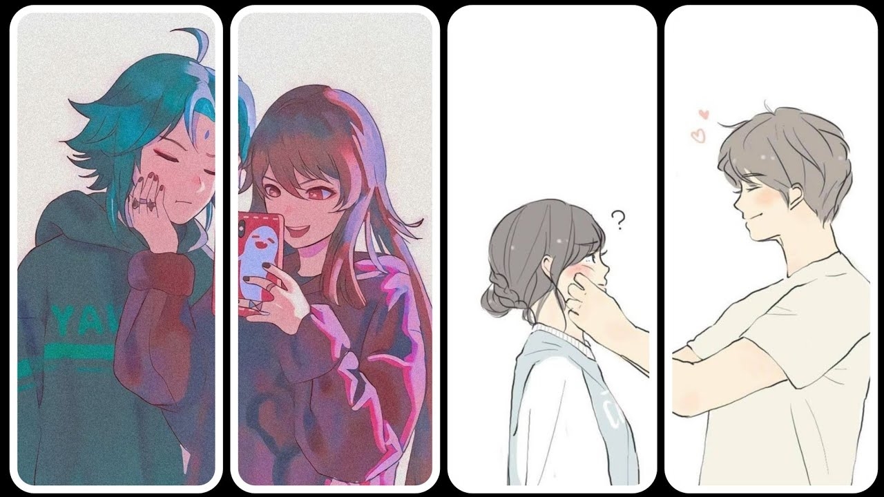1280x720 Cartoon Dp for Couples. Cute Couple Matching wallpaper. Half Matching Couple Dp, Desktop
