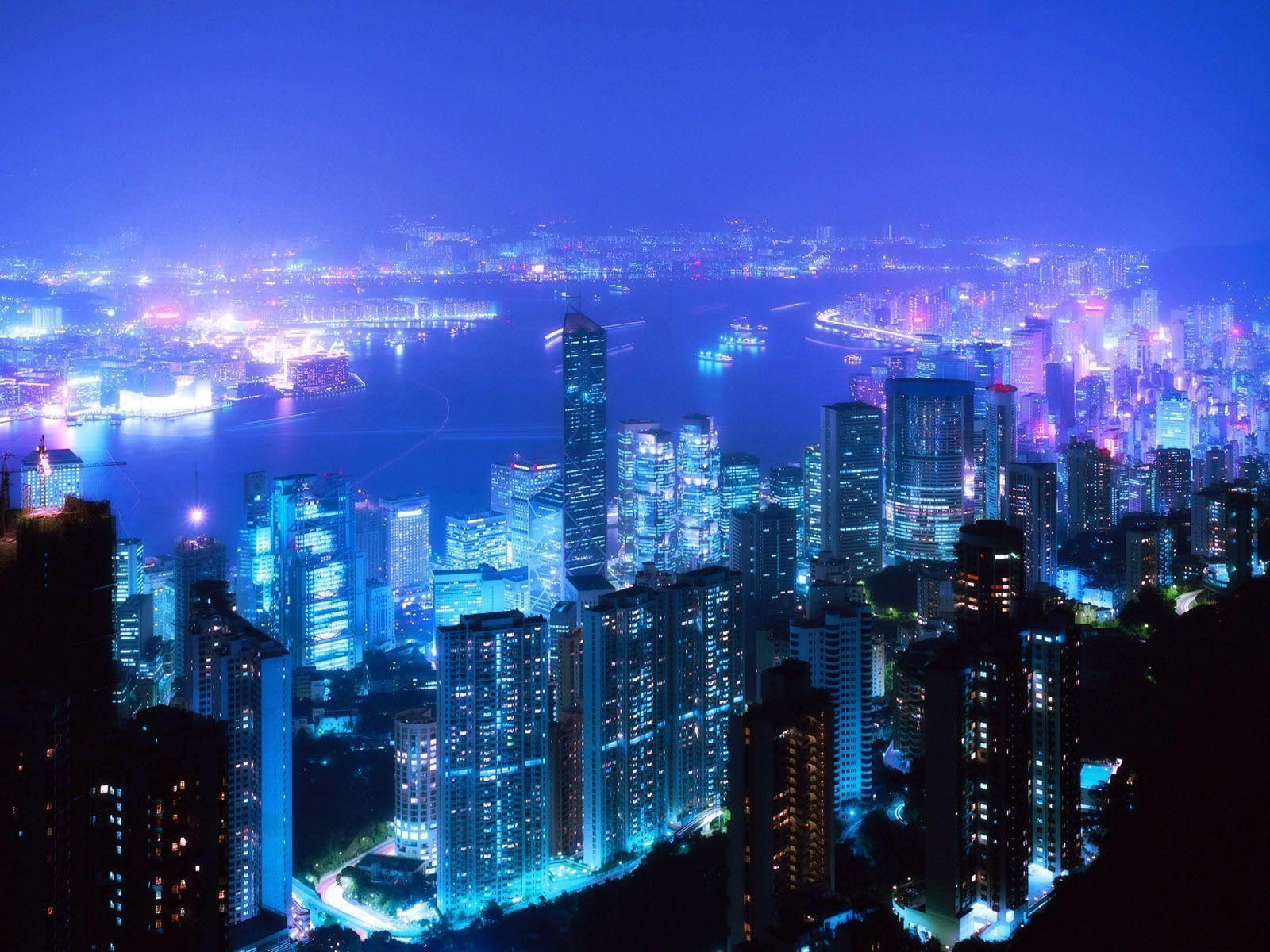 1600x1200 Nighttime City Lights Wallpaper, Desktop