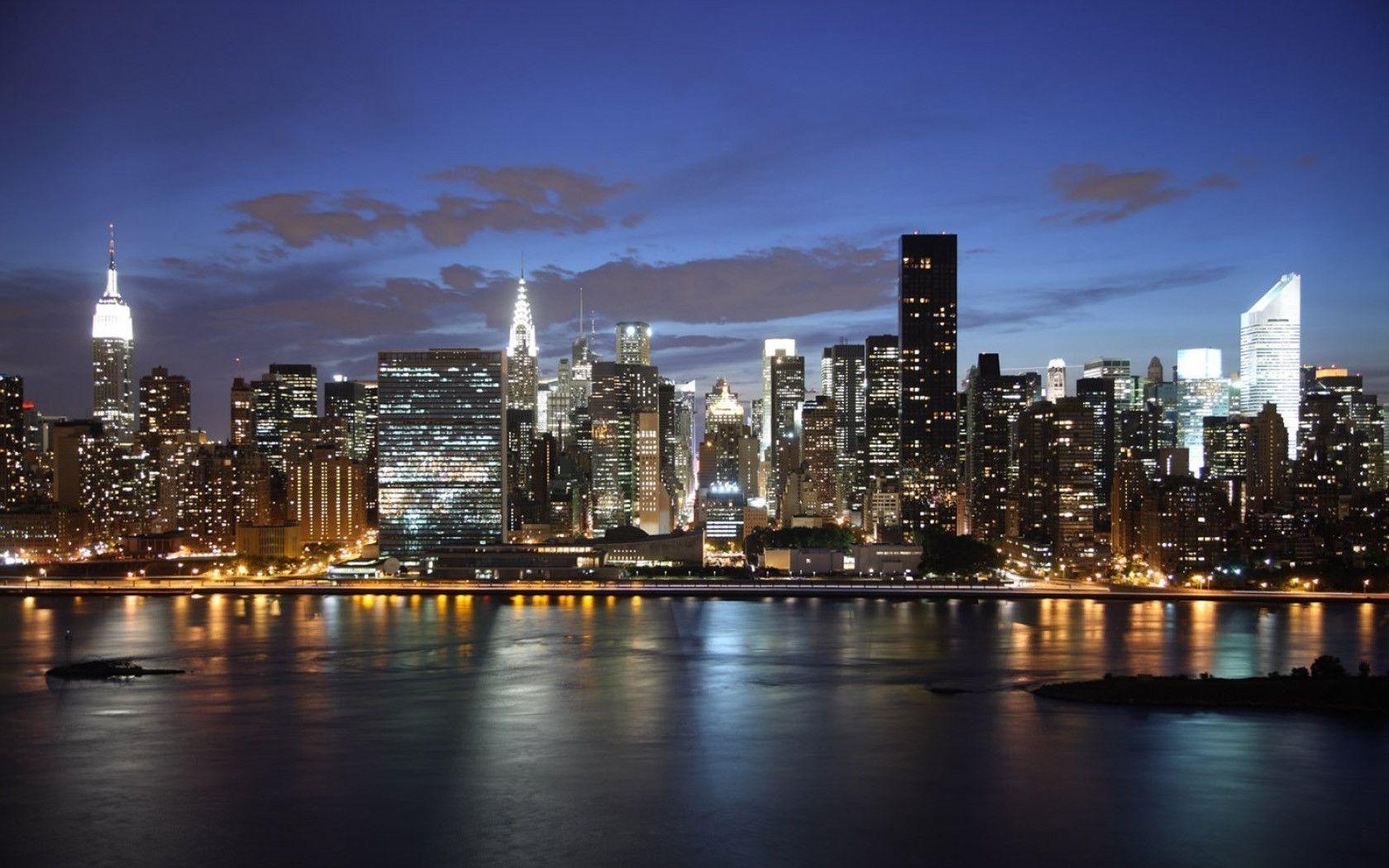 1680x1050 New York Skyline At Night  wallpaper, Desktop