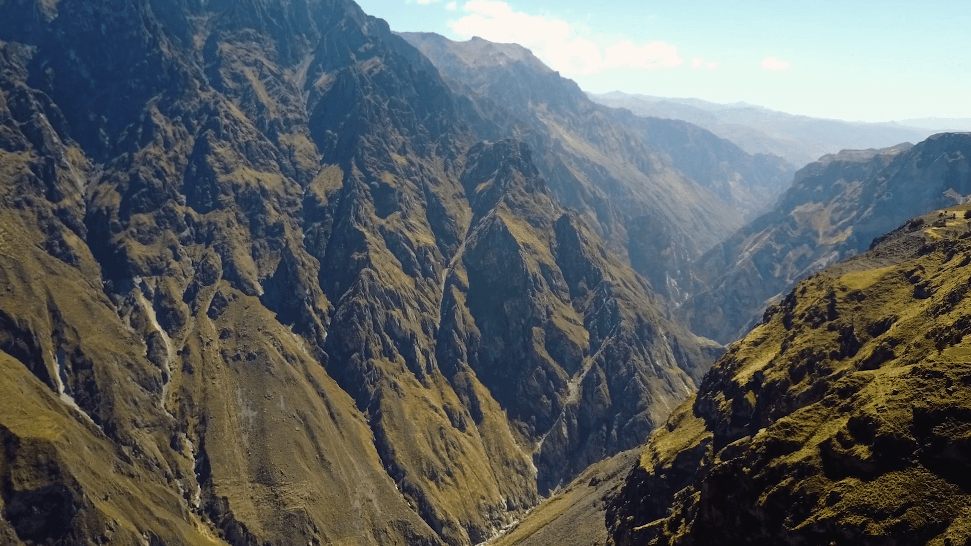 1920x1080 Slow drone aerial flying over the stunning Colca Canyon in Peru, Desktop