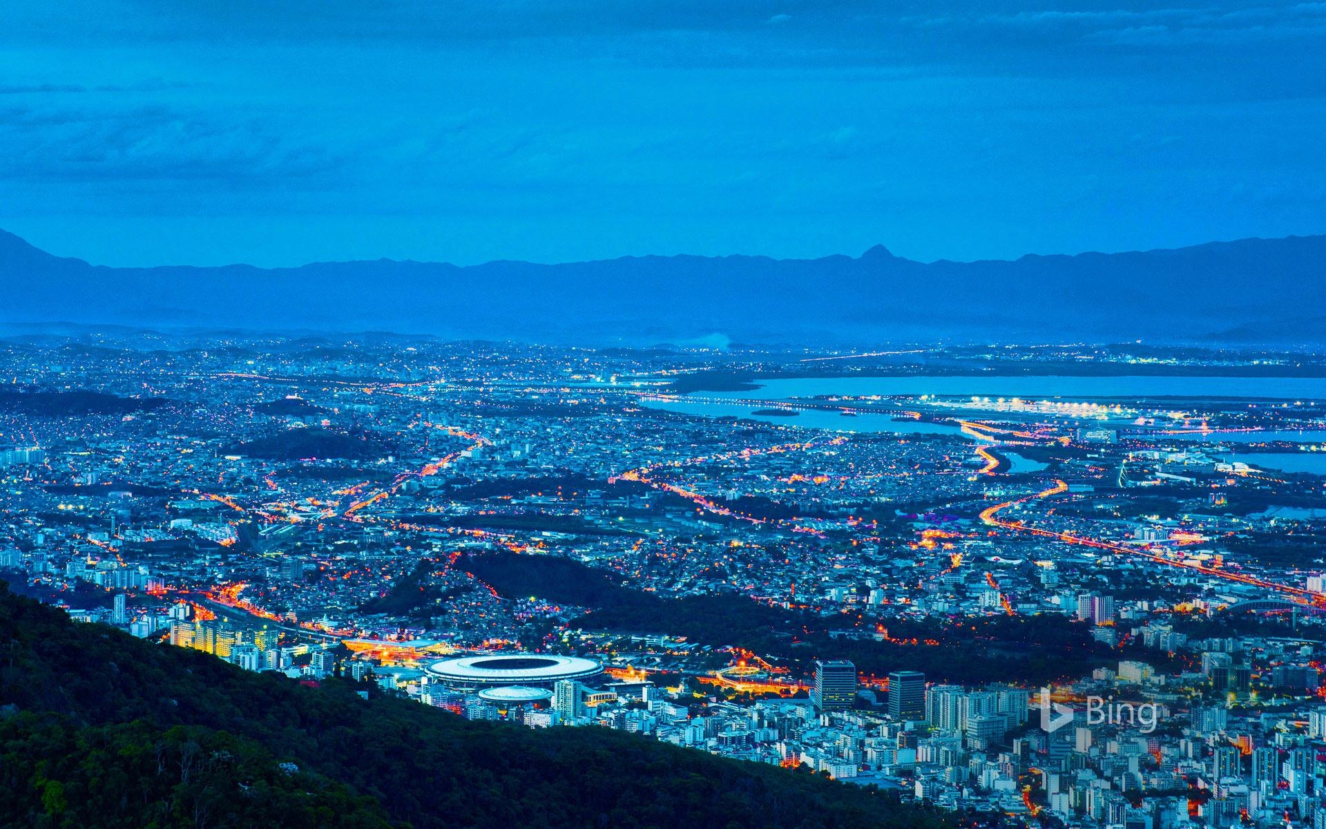 1920x1200 Rio de Janeiro including Maracanã Stadium illuminated at night, Desktop