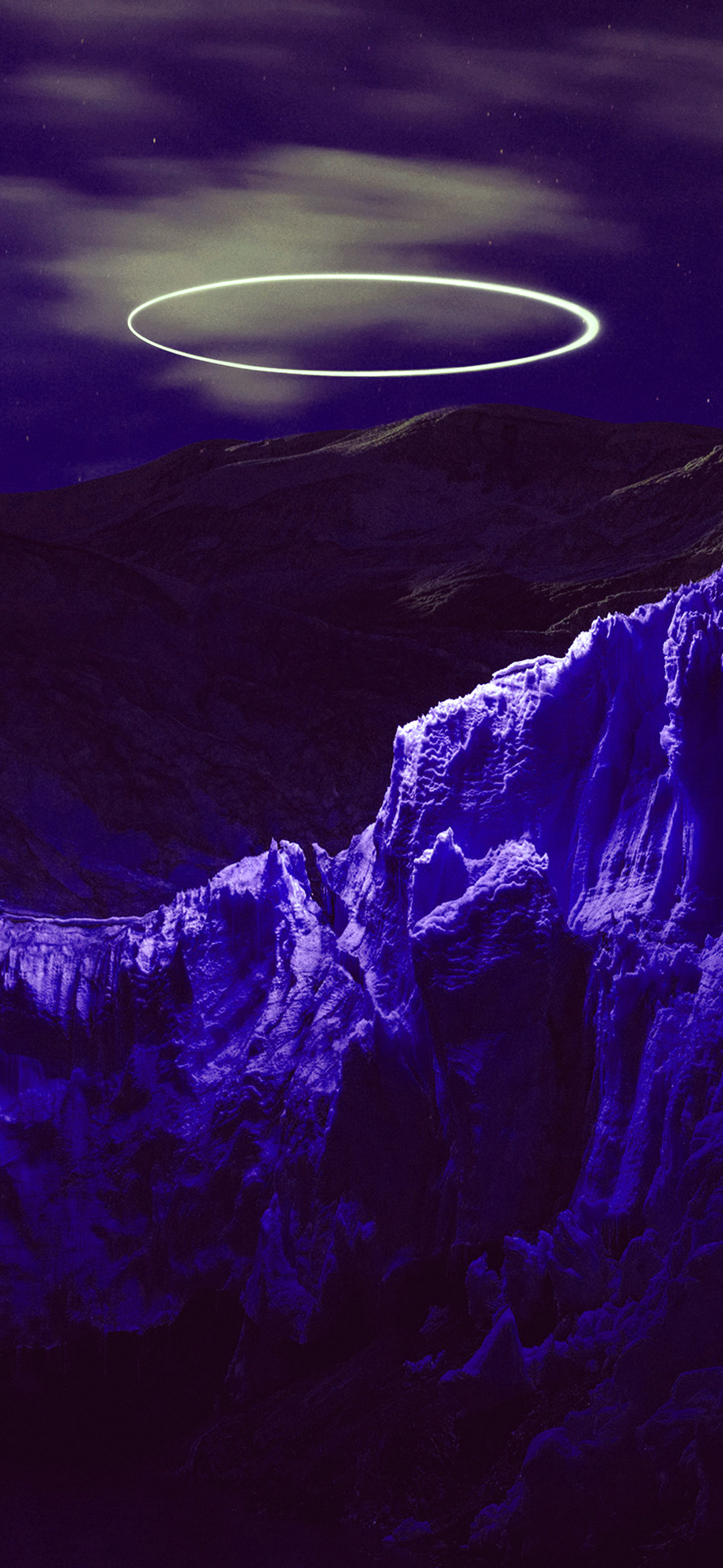 1130x2440 Dead Mountain Cold Art Blue Purple, Phone