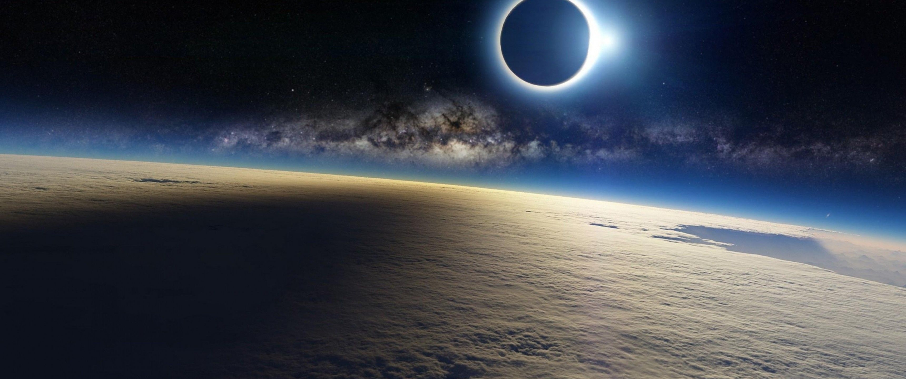 3440x1440 Solar Eclipse From Space 4K Wallpaper  Hot Desktop and background for your PC and mobile, Dual Screen