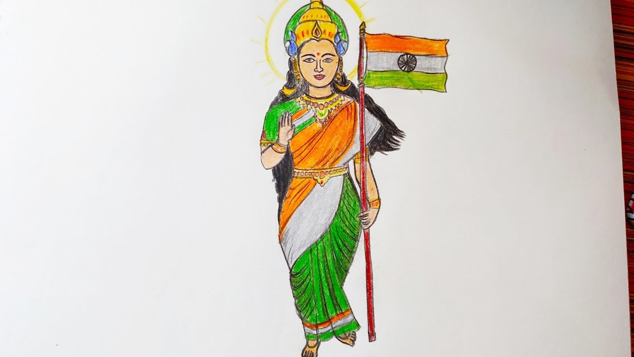 1280x720 Bharat Mata Simple Drawing, Desktop