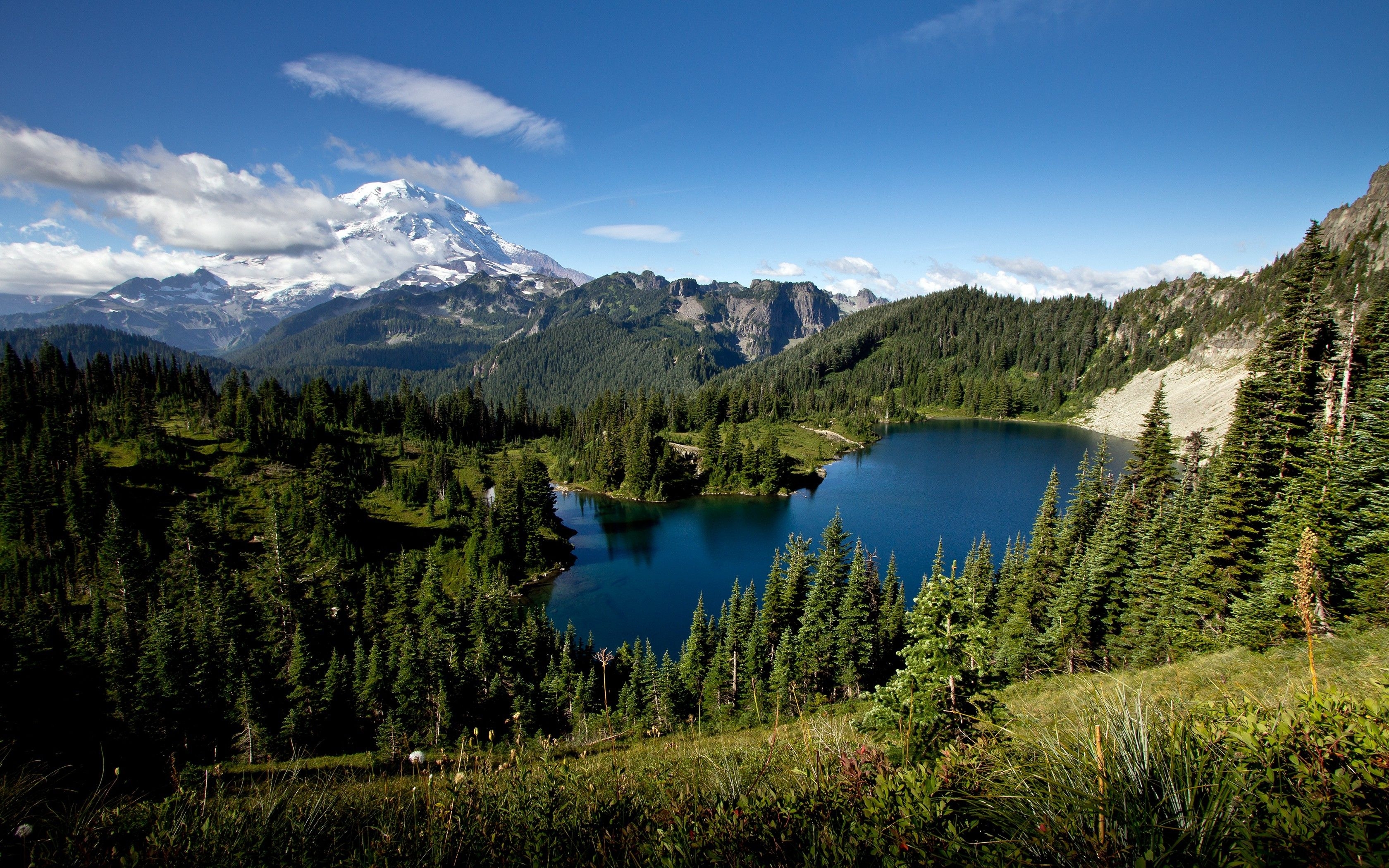 3360x2100 landscape, Nature, Mountain, Lake, Forest, Washington State, Snowy, Desktop