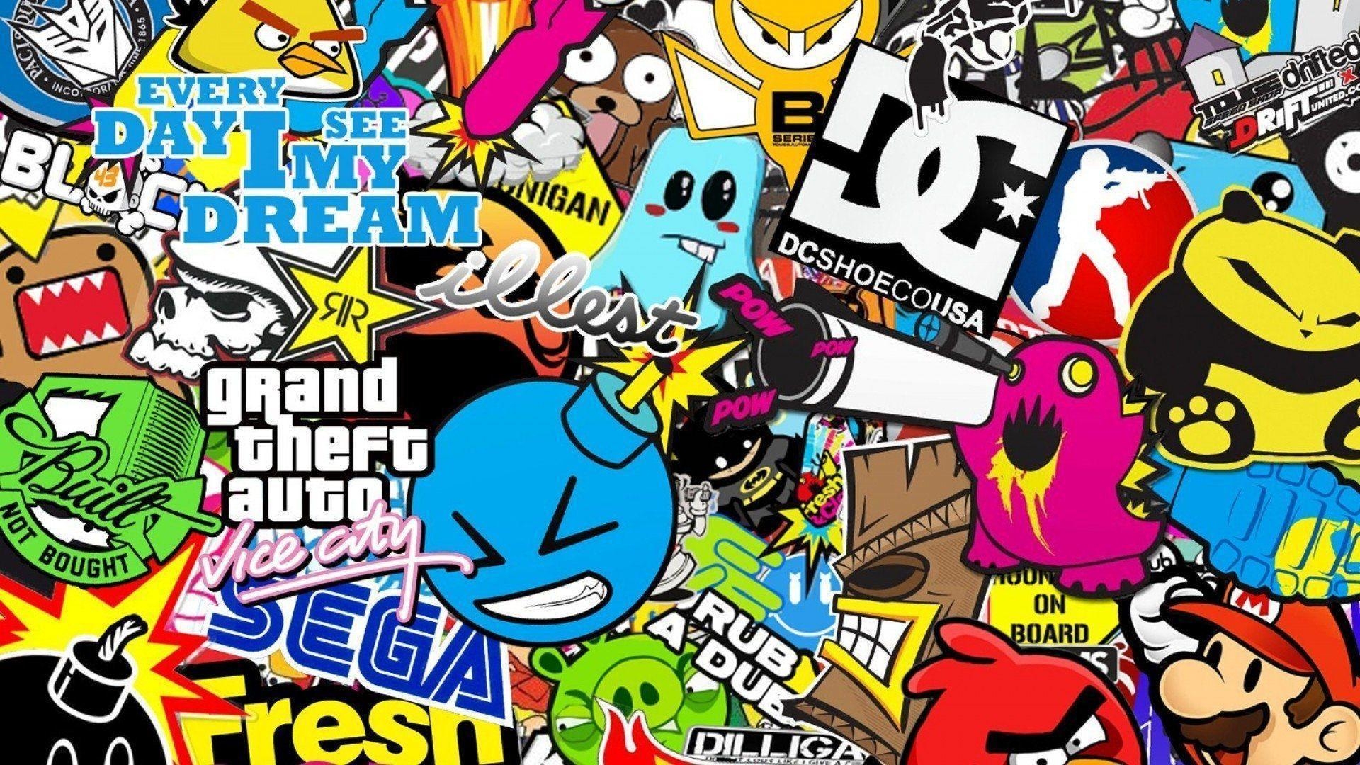 1920x1080 Sticker Bomb HD Wallpaper, Desktop