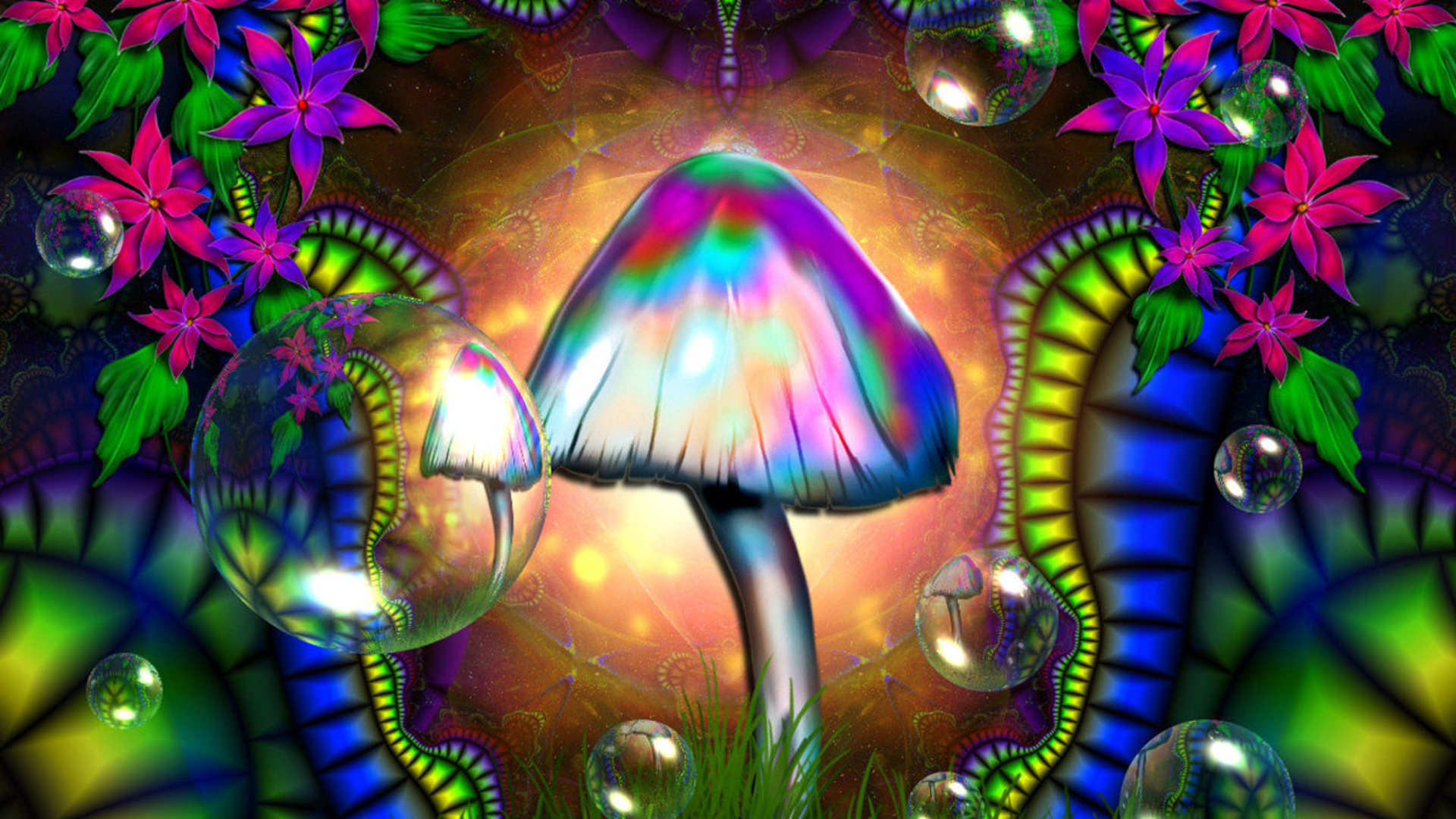 1920x1080 Colorful Bubble Mushroom HD Trippy Wallpaper, Desktop