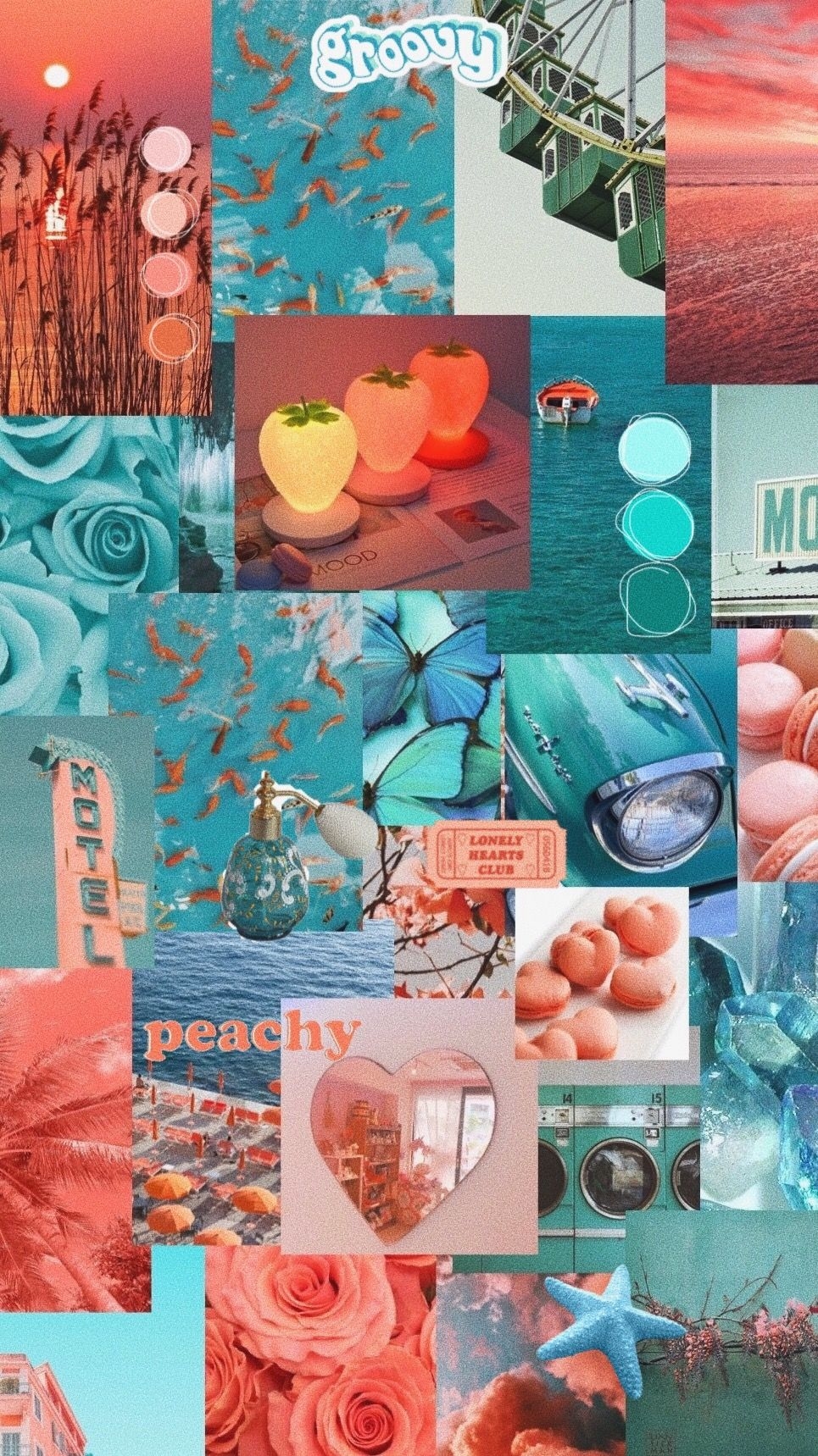 970x1720 Turquoise and coral aesthetic wallpaper. Peach wallpaper, Floral wallpaper iphone, iPhone wallpaper, Phone