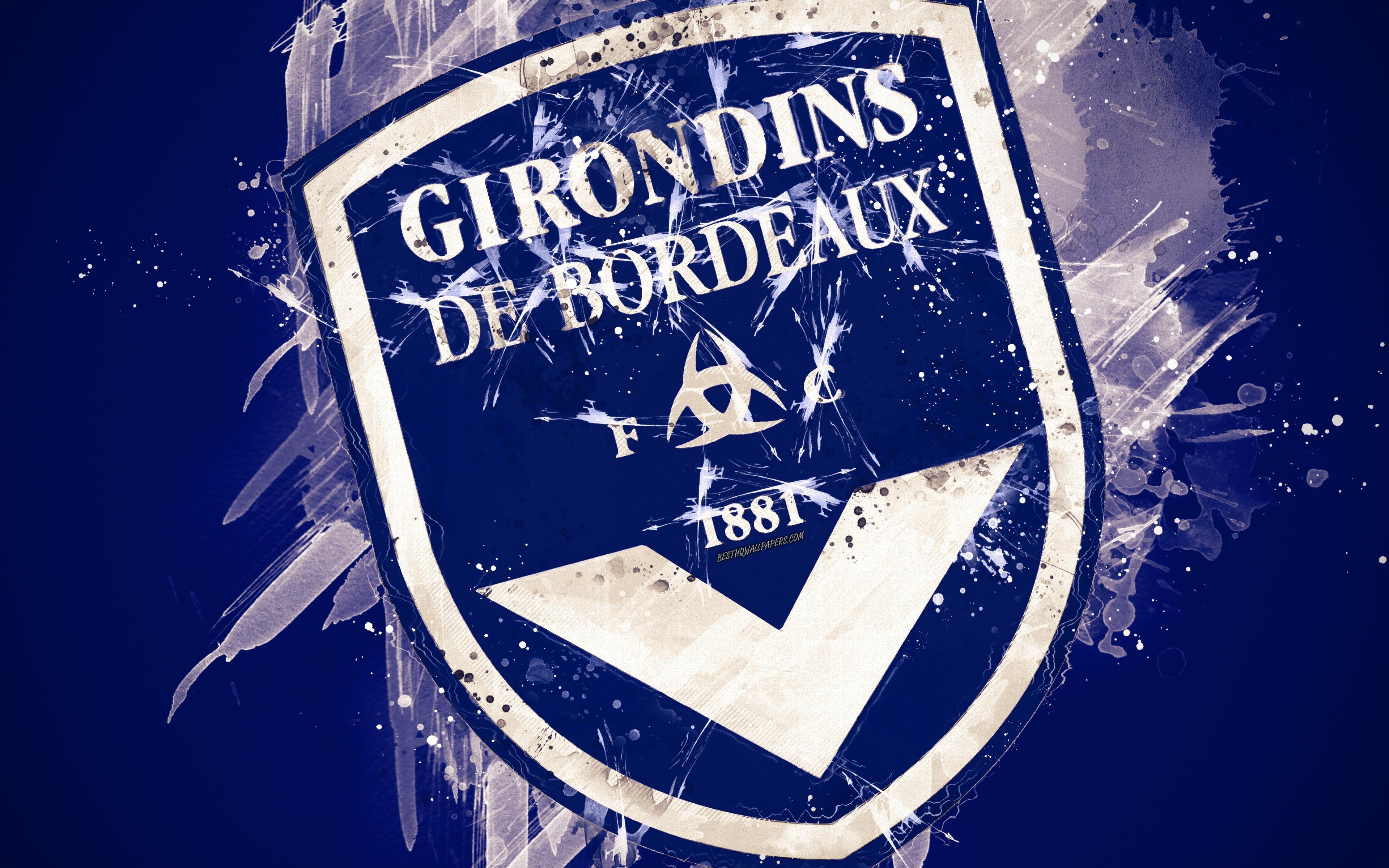 3840x2400 Download wallpaper FC Girondins Bordeaux, 4k, paint art, creative, Desktop