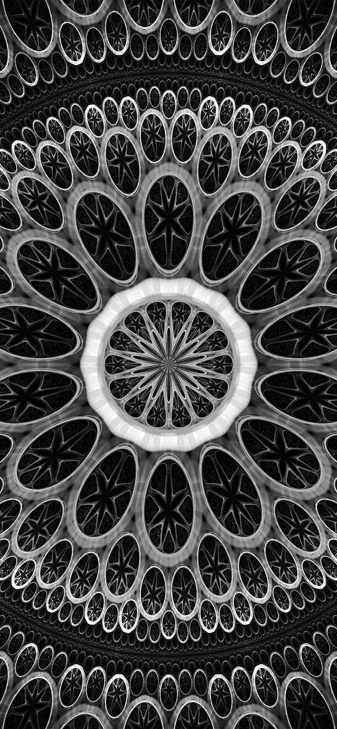 1130x2440 iPhone X wallpaper. psychedelic art pattern dark bw, Phone