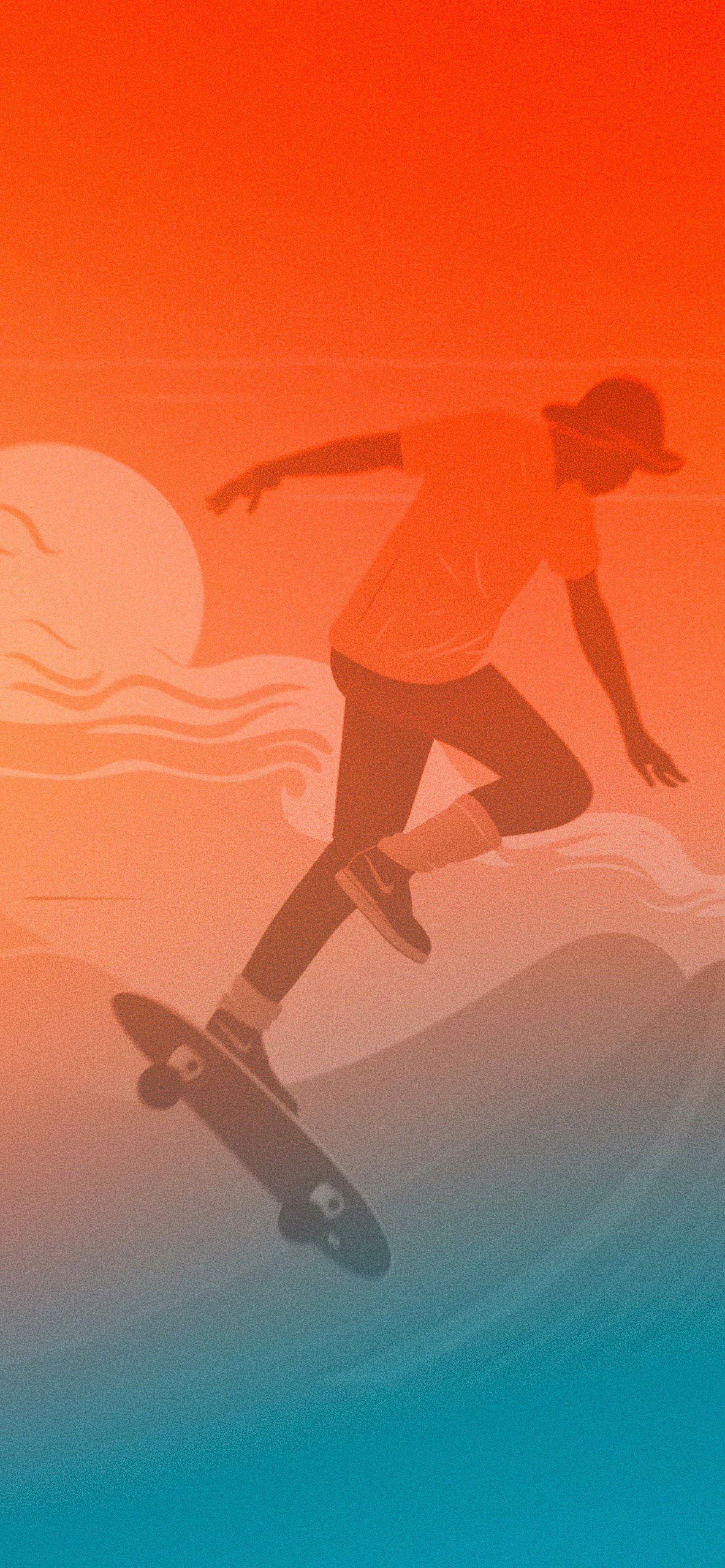 1190x2560 Skateboarder & Sunset Aesthetic Wallpaper, Phone