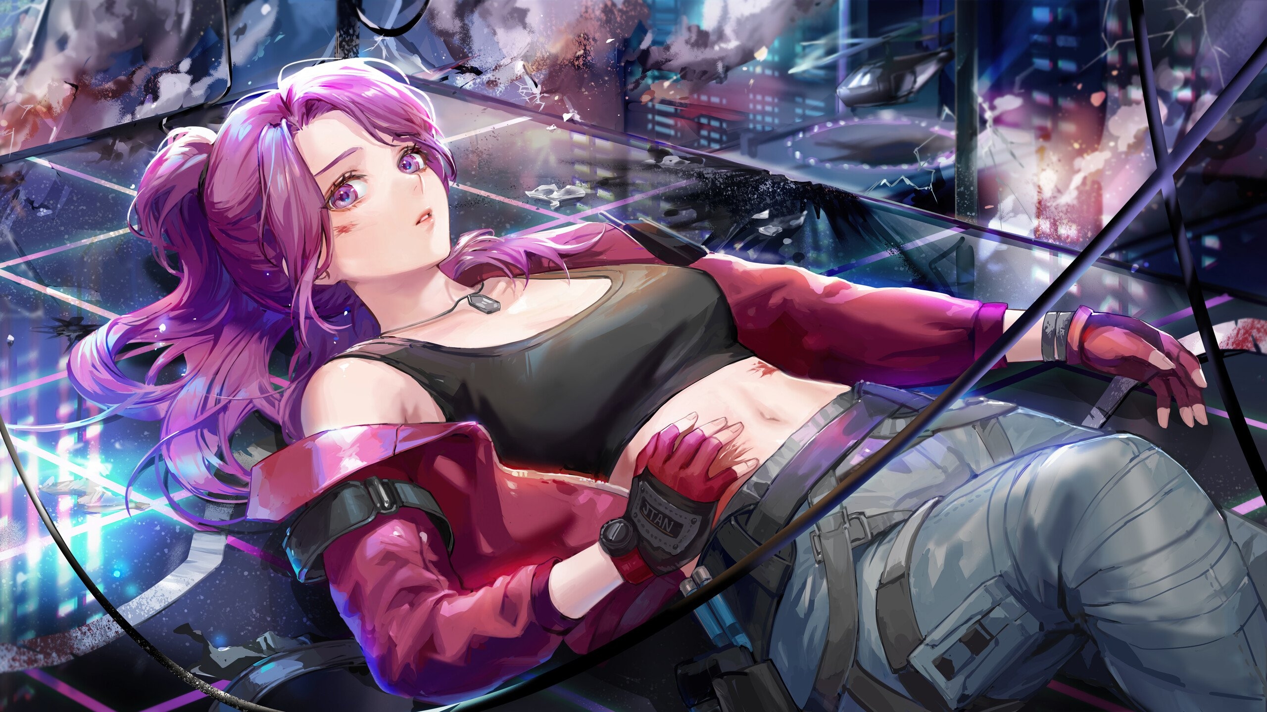 2560x1440 Free download Cyberpunk Anime Girl Purple Hair 4K Wallpaper iPhone HD Phone 190h [] for your Desktop, Mobile & Tablet. Explore Cyberpunk Anime Wallpaper, Desktop