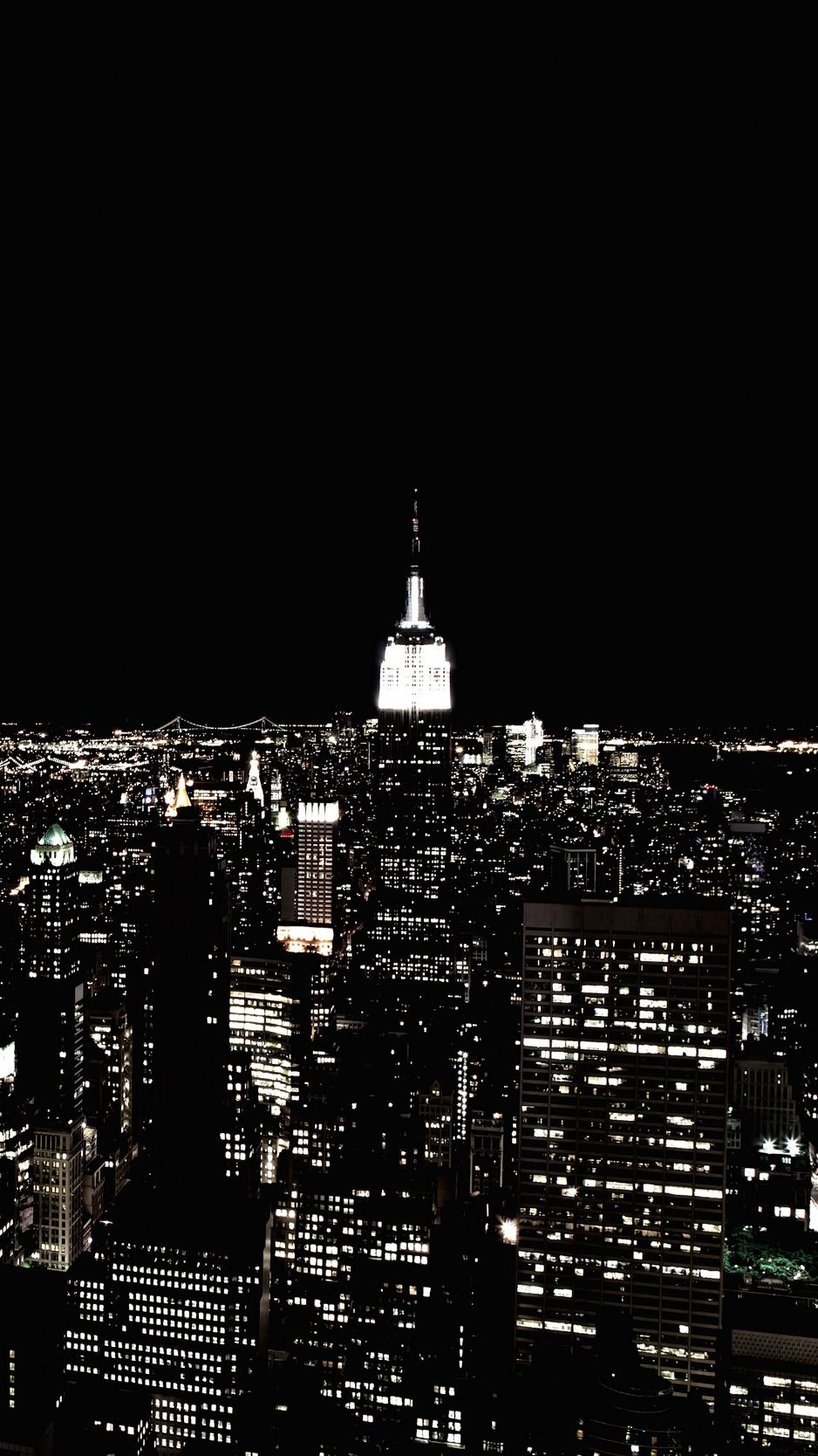 940x1670 City Lights Black and White Wallpaper, Phone