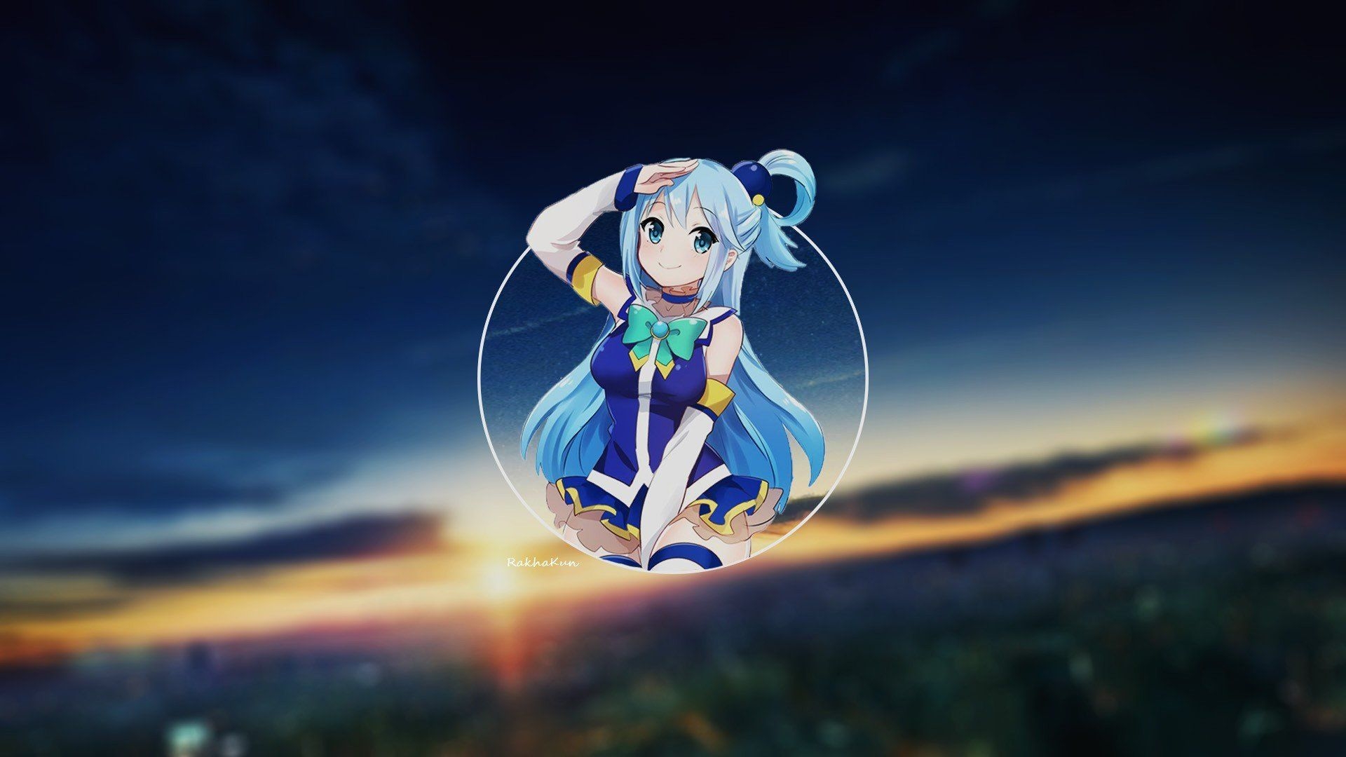 1920x1080 px anime Anime Girls Aqua (KonoSuba) Blue Hair city Kono, Desktop