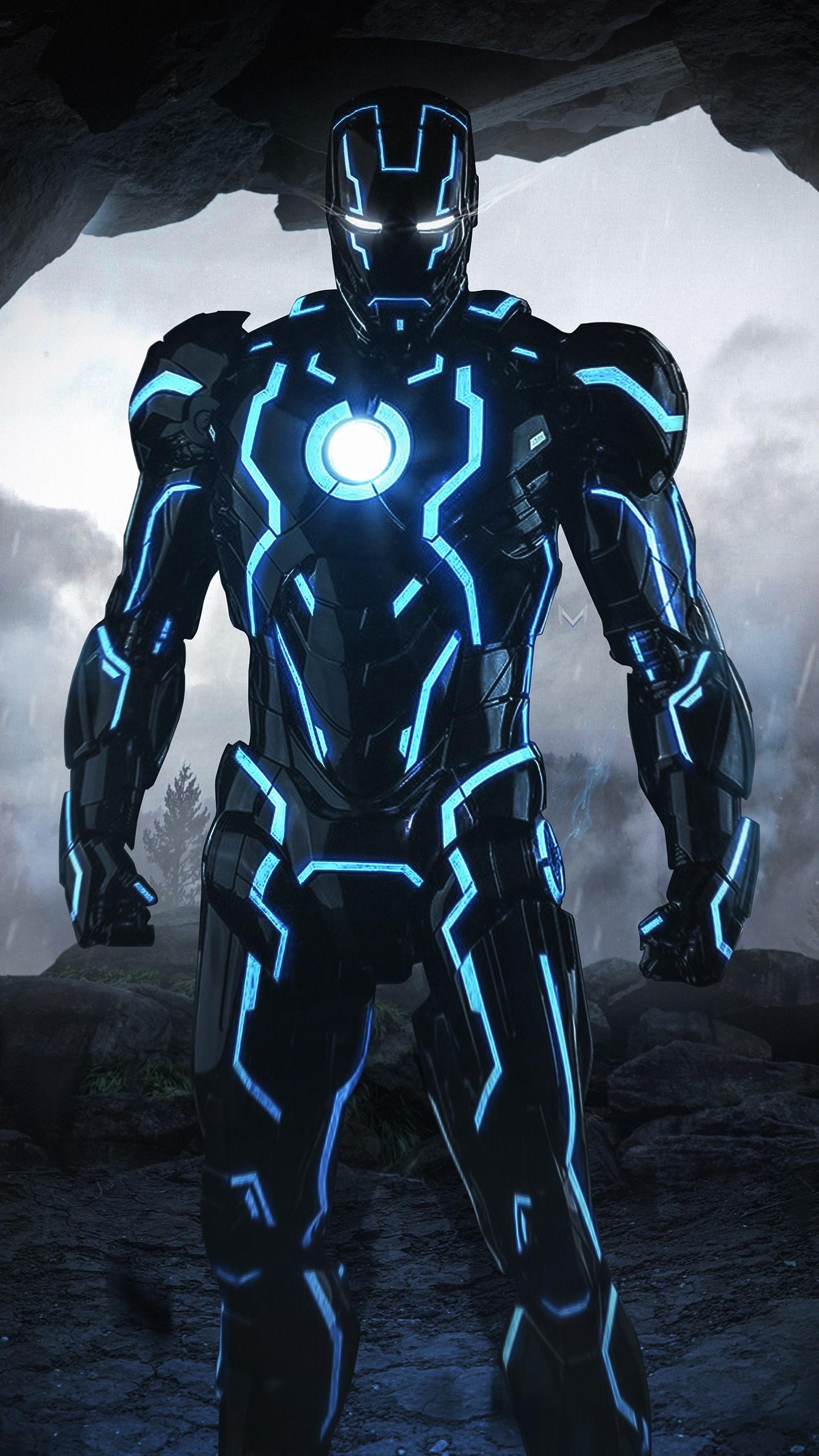 1440x2560 Neon Iron Man 4K Wallpaper, Phone