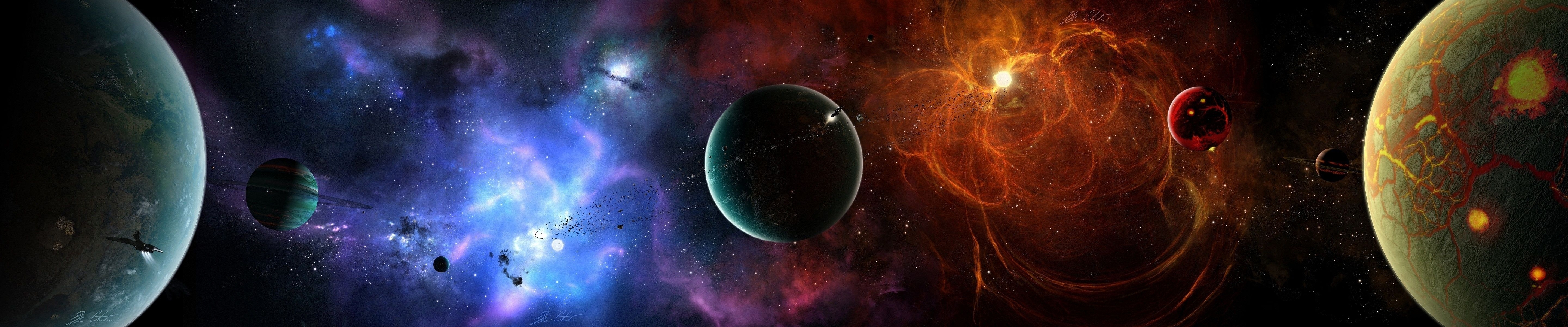 5760x1200 Cool Space Wallpaper (Fixed) [], Dual Screen