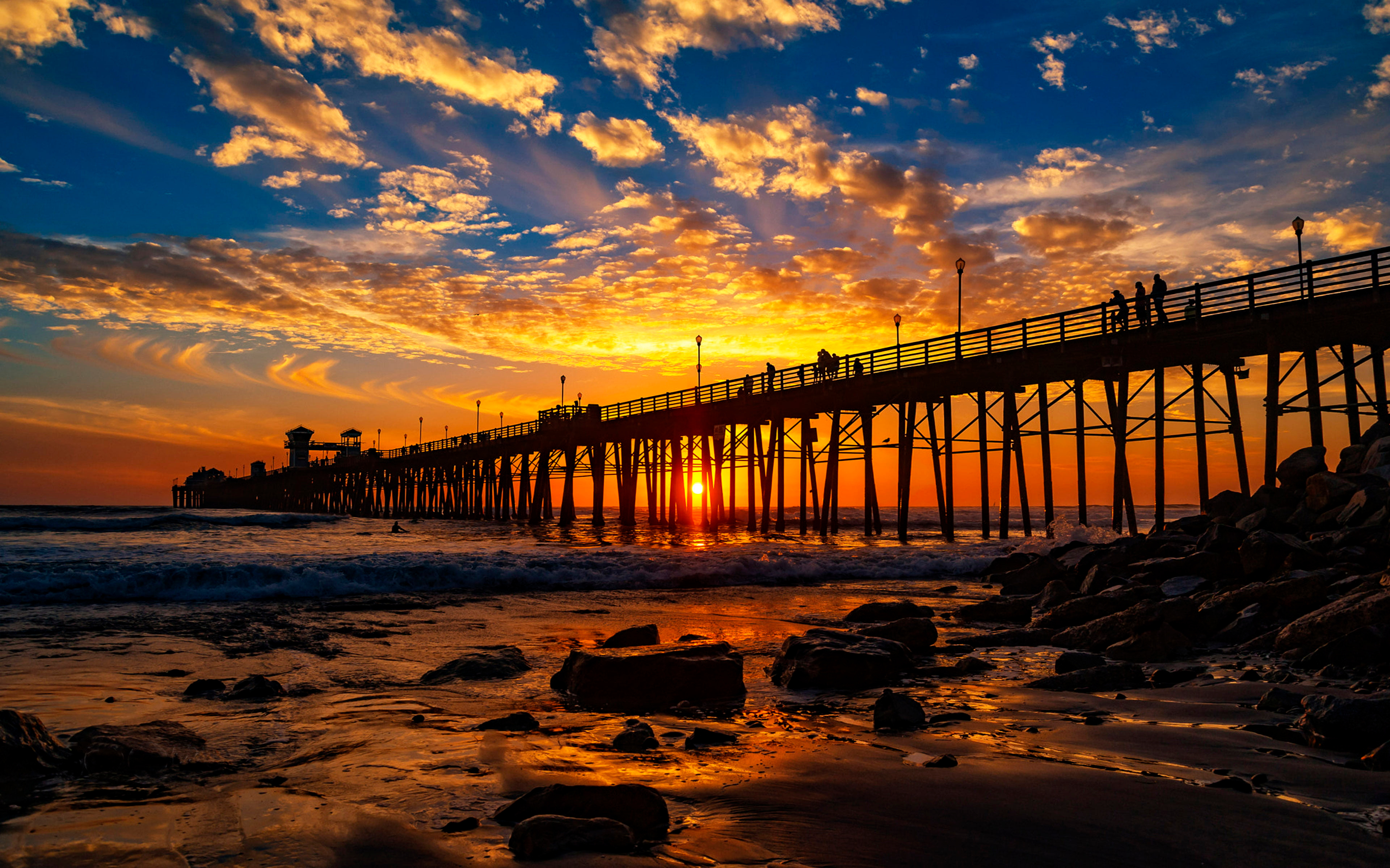 3840x2400 Awesome Sunset at Oceanside San Diego California United States Tourist Place Wallpaper, Desktop