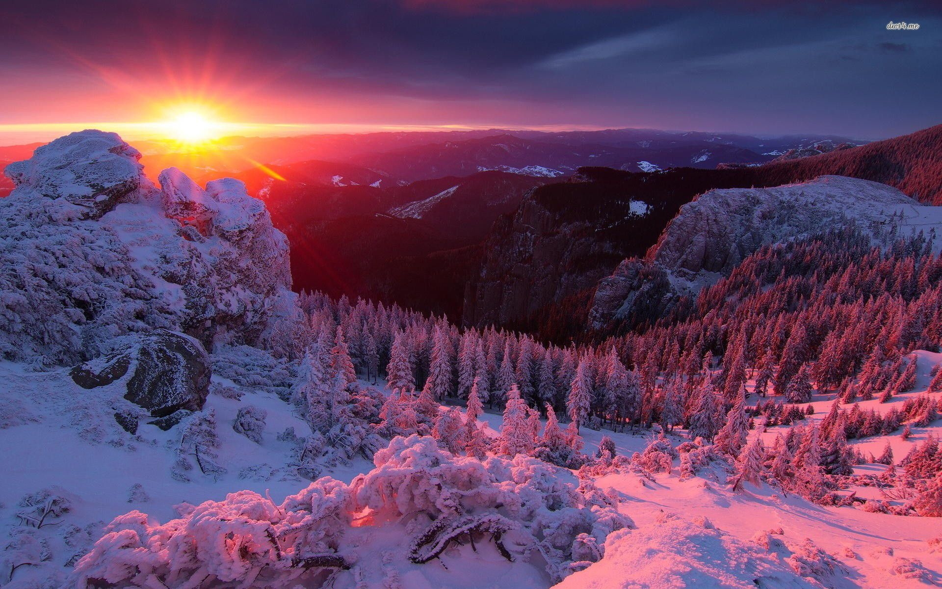 1920x1200 Purple Winter Mountain Wallpaper Free Purple Winter Mountain Background, Desktop