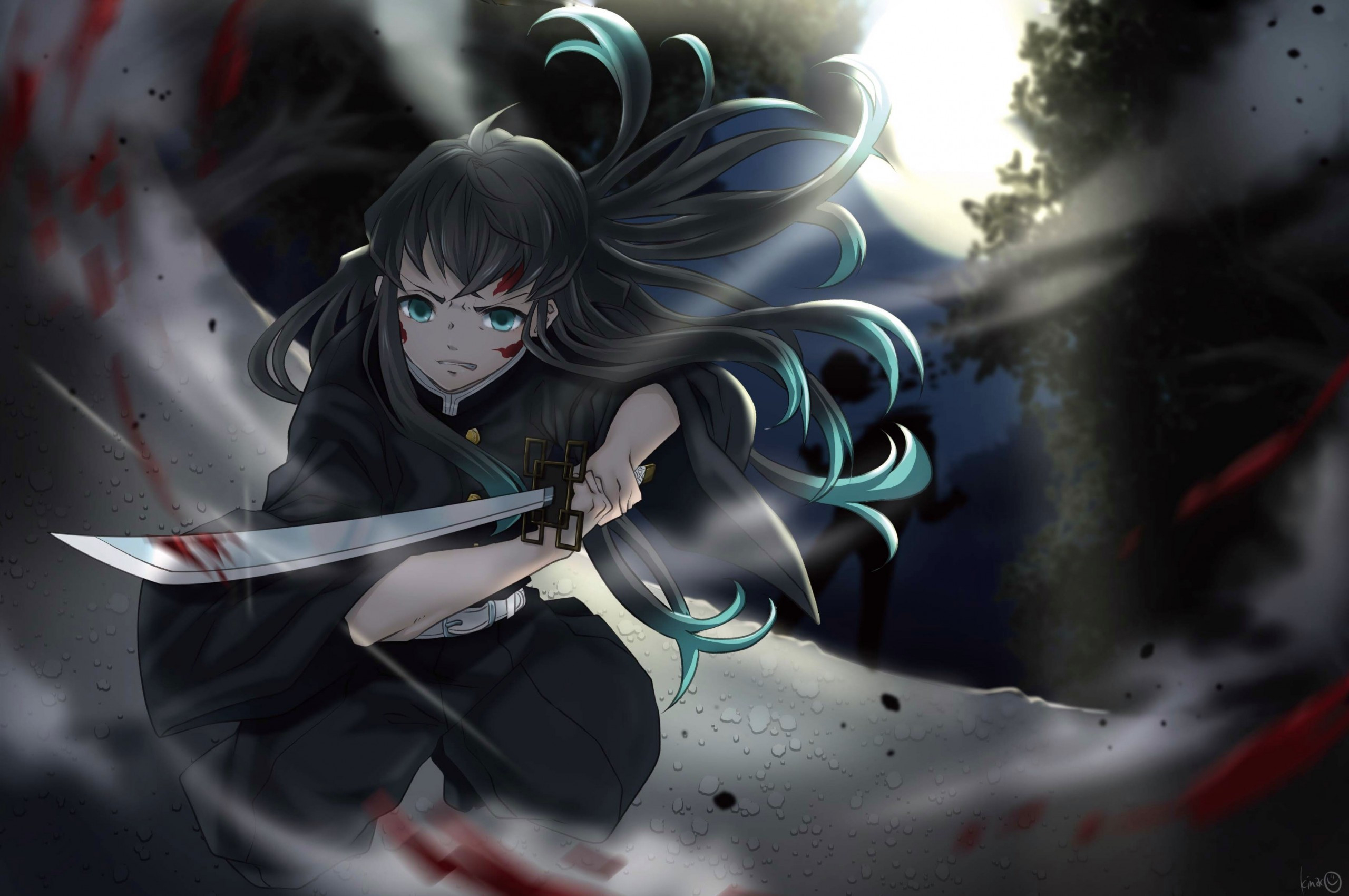 2560x1700 Download  Muichiro Tokito, Demon Slayer, Kimetsu No Yaiba, Katana, Black Hair Wallpaper for Chromebook Pixel, Desktop