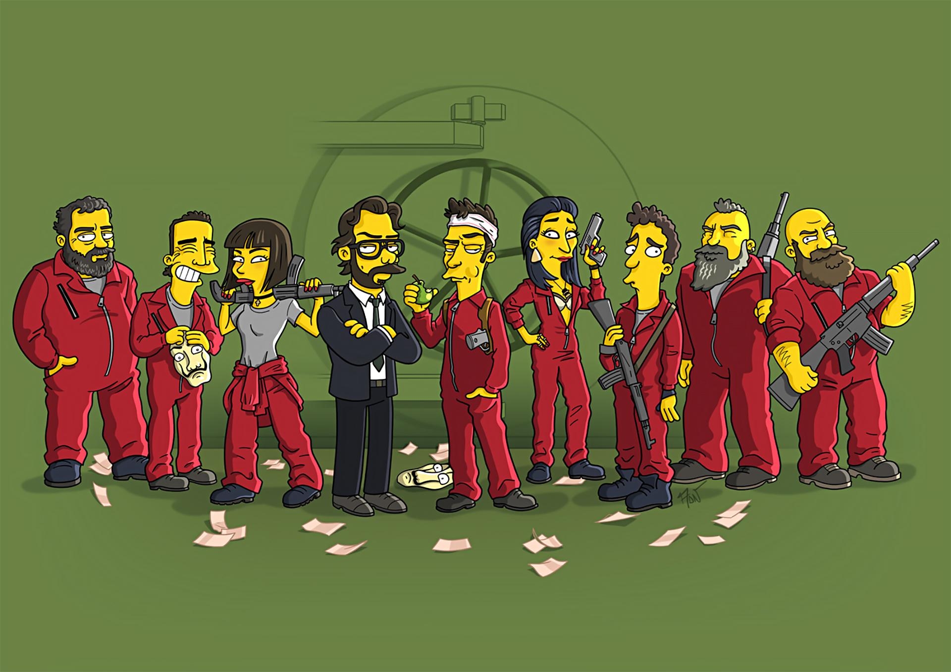 1920x1360 Money Heist Simpson style Simpsonized Wallpaper Full HD, Desktop