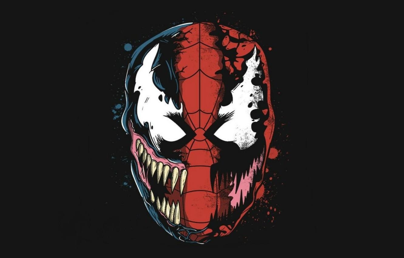 1340x850 Wallpaper Art, Black Background, Spider Man, Venom, Carnage Image For Desktop, Section минимализм, Desktop