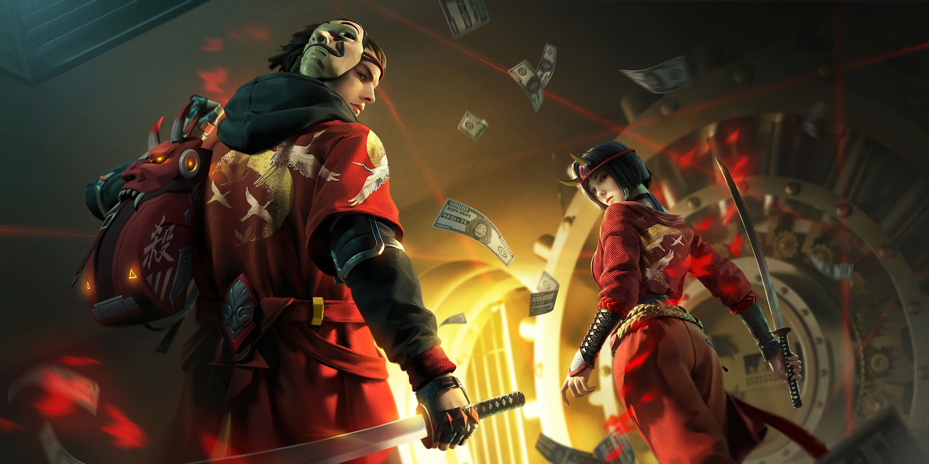 3840x1920 Wallpaper 4k Garena Free Fire Shinobi And Kunoichi 4k Garena Free Fire Shinobi And Kunoichi 4k wallpaper, Dual Screen