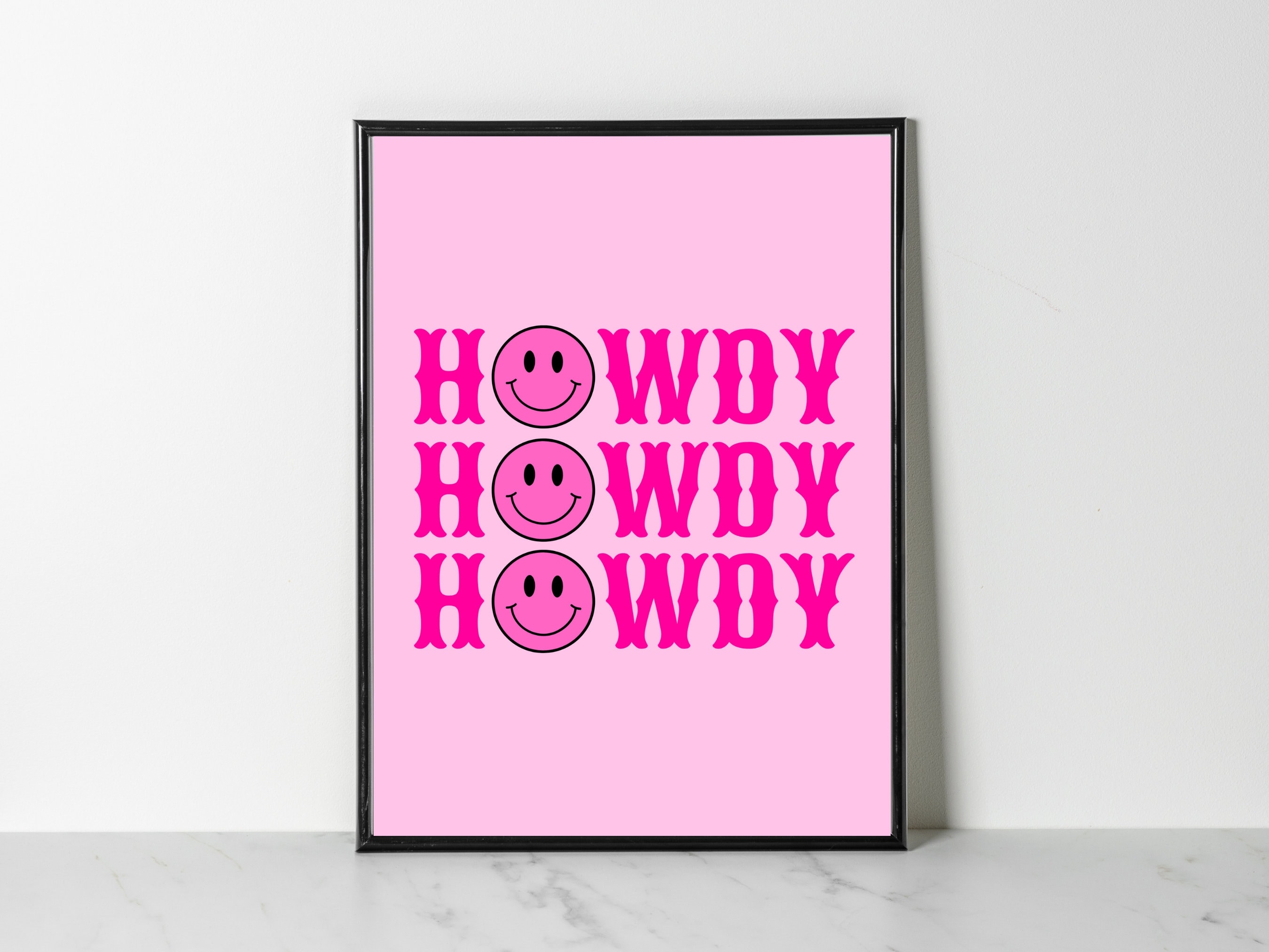 2700x2030 Cowboy// Cowgirl // Howdy Smiley Preppy Digital Print in Pink, Desktop