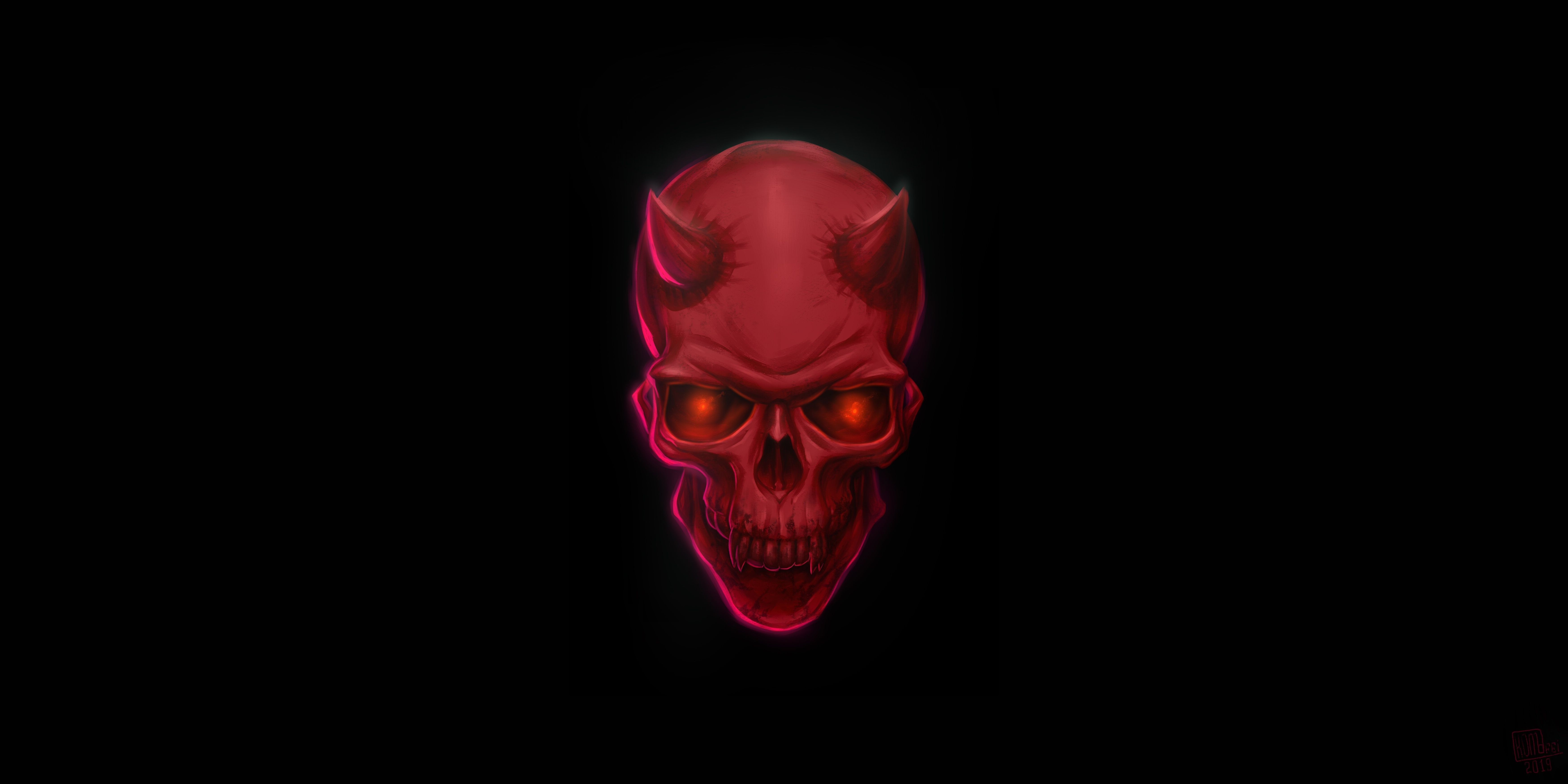 7000x3500 Devil Skull Wallpaper Free Devil Skull Background, Dual Screen