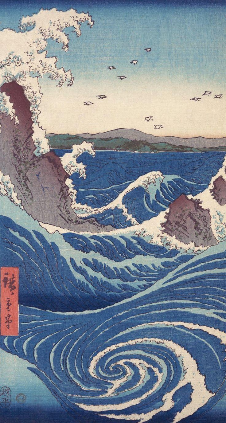 740x1380 iPhone Wallpaper Japanese Wave, Phone