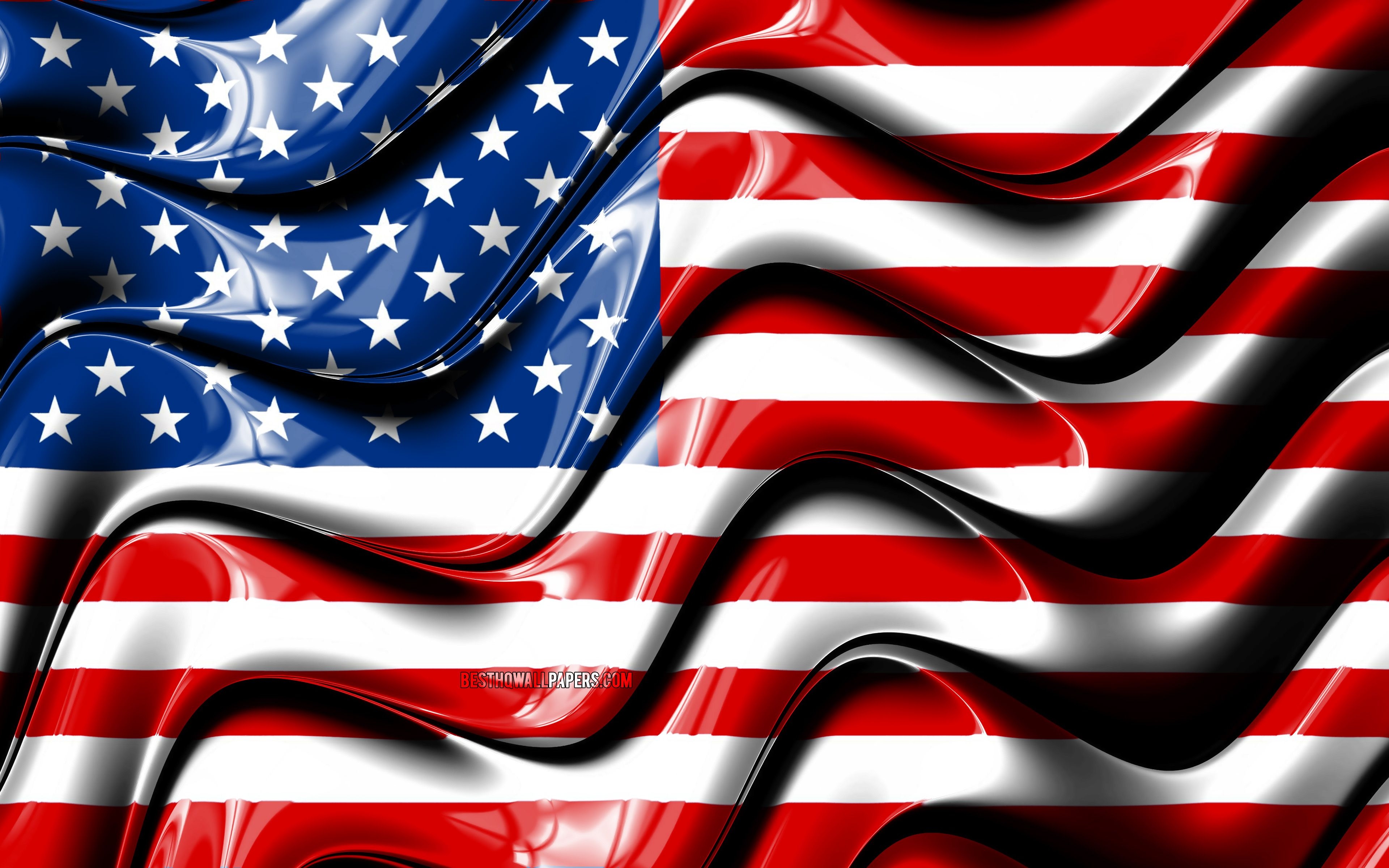 3840x2400 Download wallpaper USA flag, 4k, North America, national symbols, Flag of USA, 3D art, United States of America, USA, United States flag, North American countries, USA 3D flag, american flag for desktop, Desktop