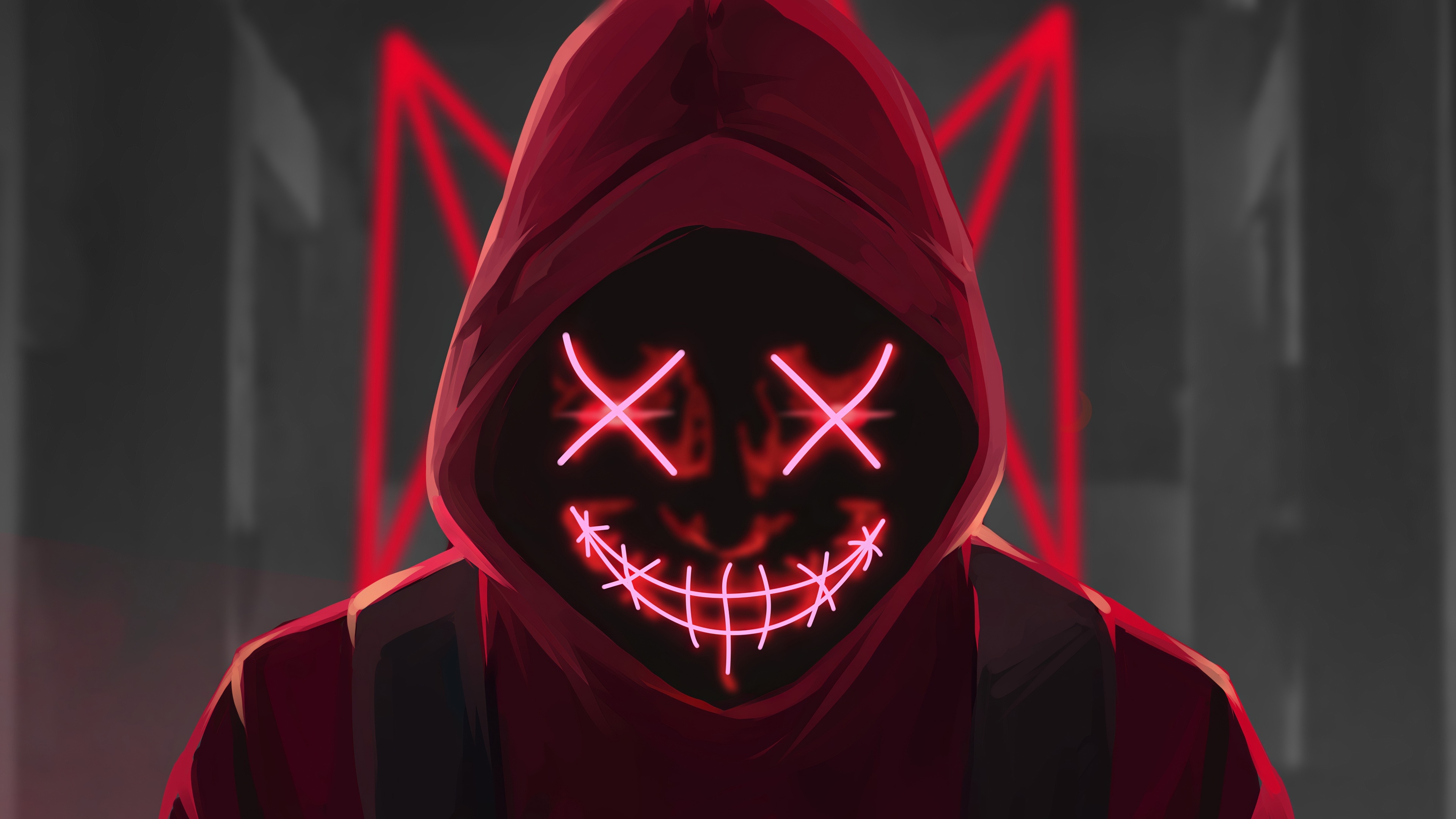 3840x2160 Wallpaper 4k Red Mask Neon Eyes Wallpaper, Desktop