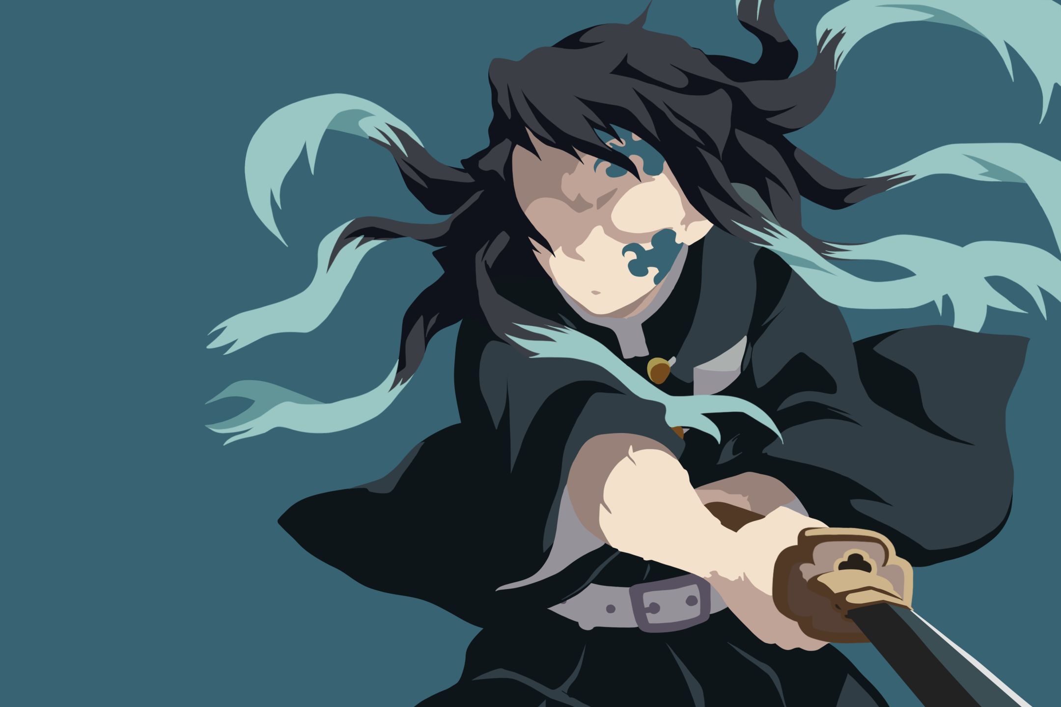 2160x1440 HD desktop wallpaper: Anime, Minimalist, Demon Slayer: Kimetsu No Yaiba, Muichiro Tokito, Kimetsu No Yaiba download free picture, Desktop