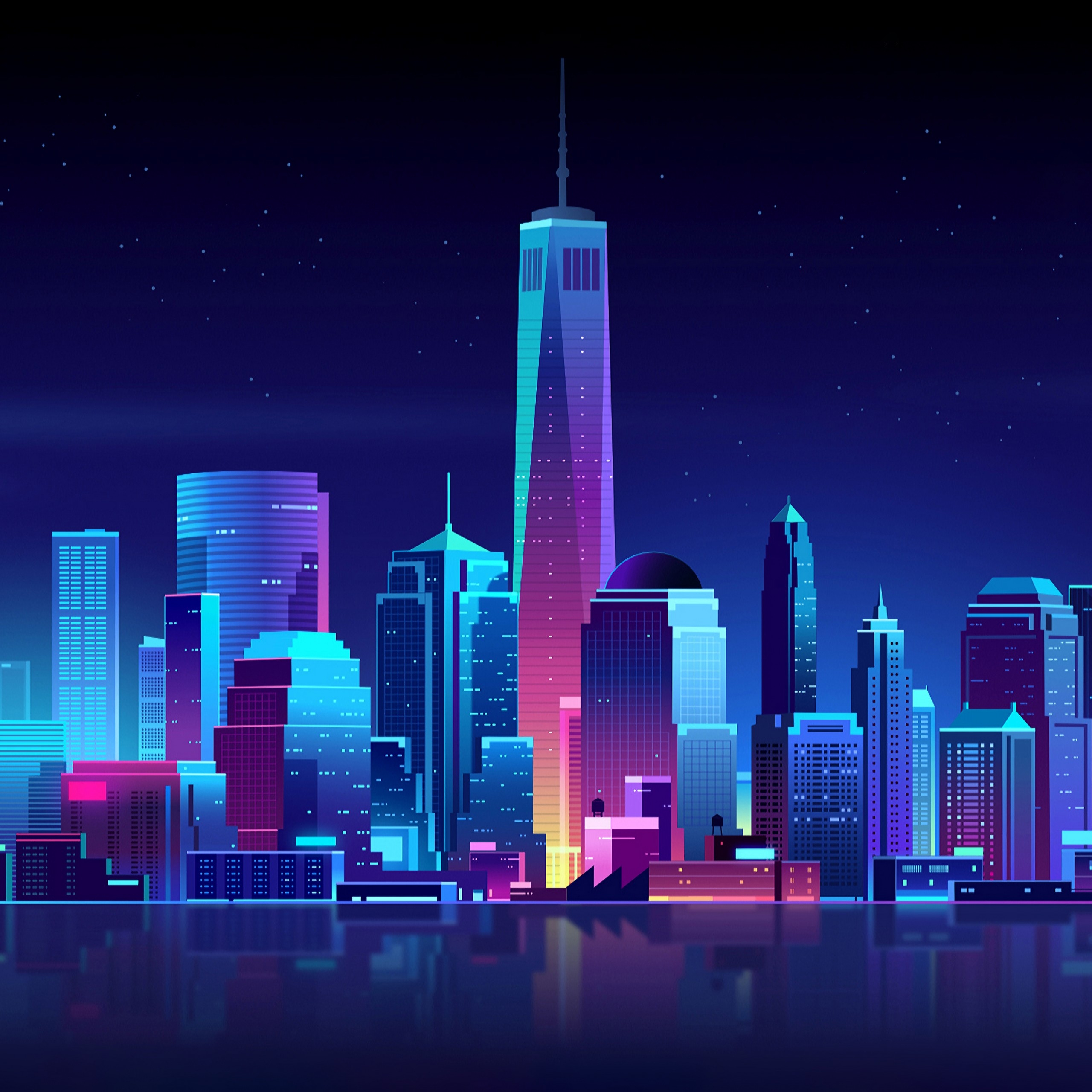 2560x2560 Neon City Wallpaper 4k HD Wallpaper, Phone