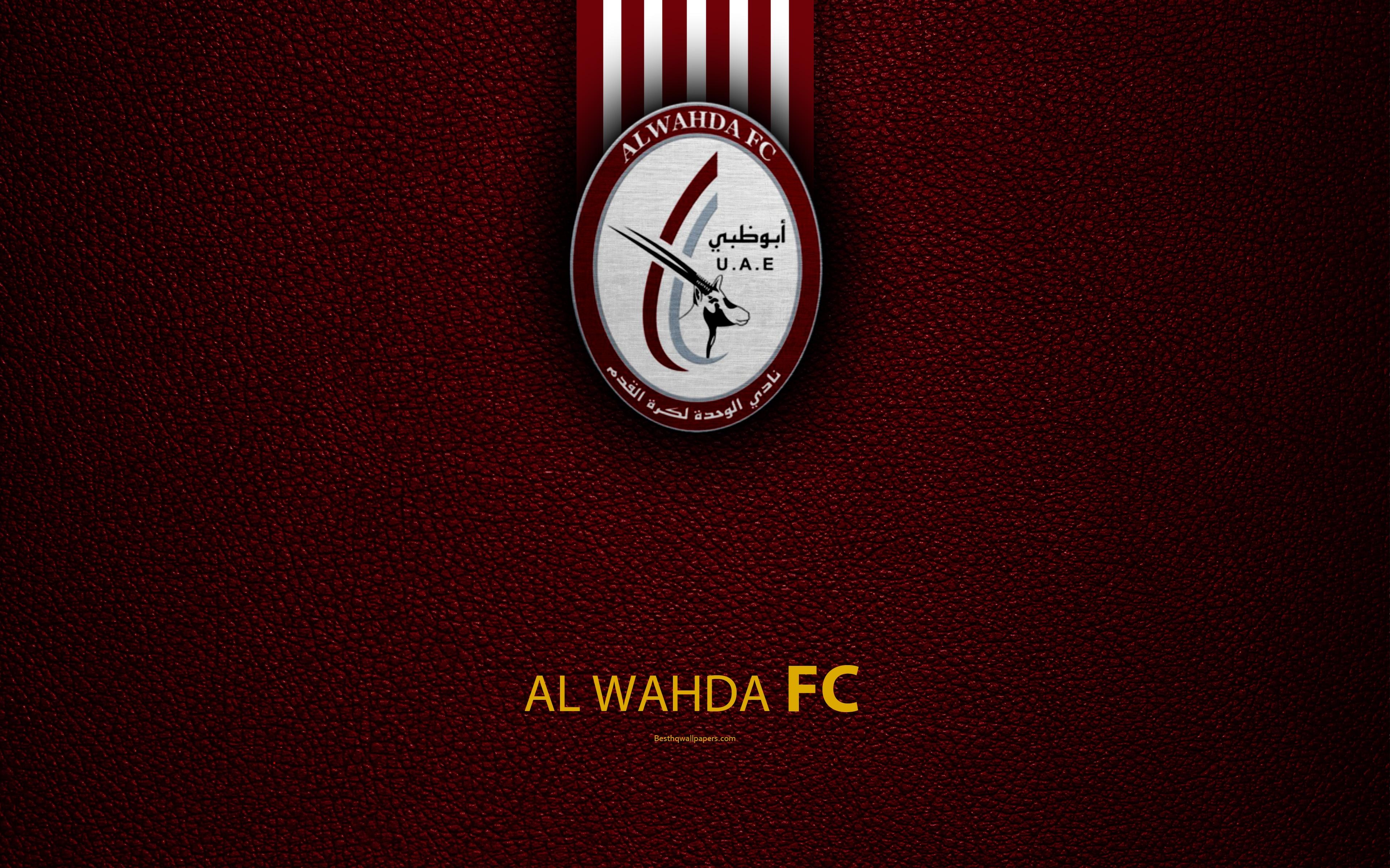 3840x2400 Download wallpaper Al Wahda FC, 4K, logo, football club, leather, Desktop