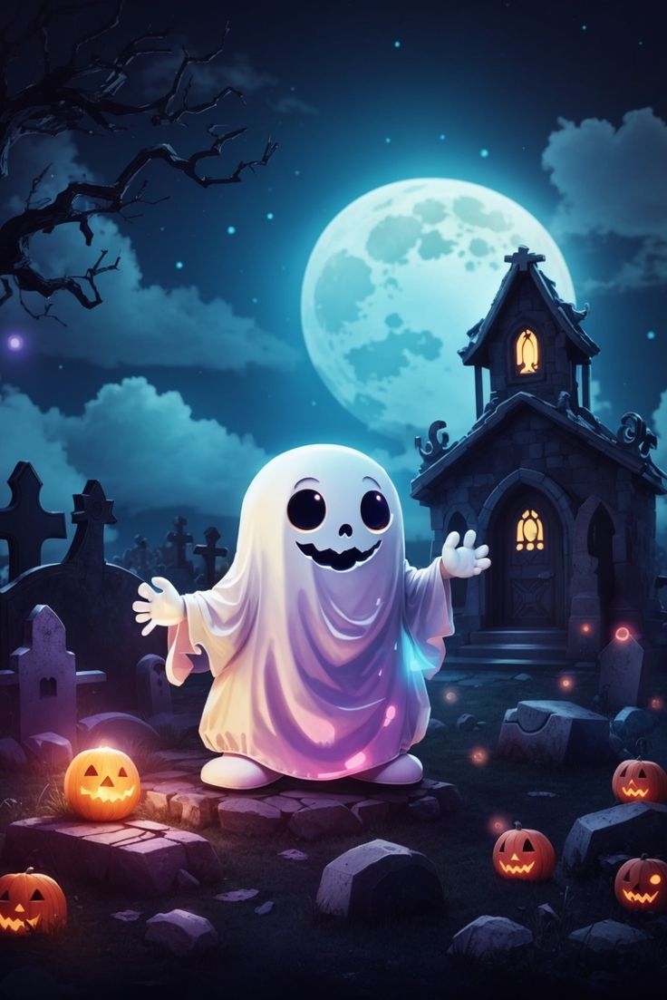 740x1110 Spooky Cute Halloween Ghost, Phone