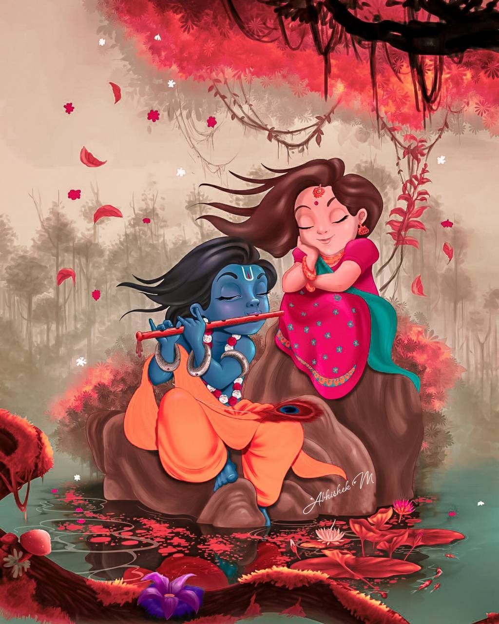 1030x1280 Radha Krishna Art wallpaper, Phone