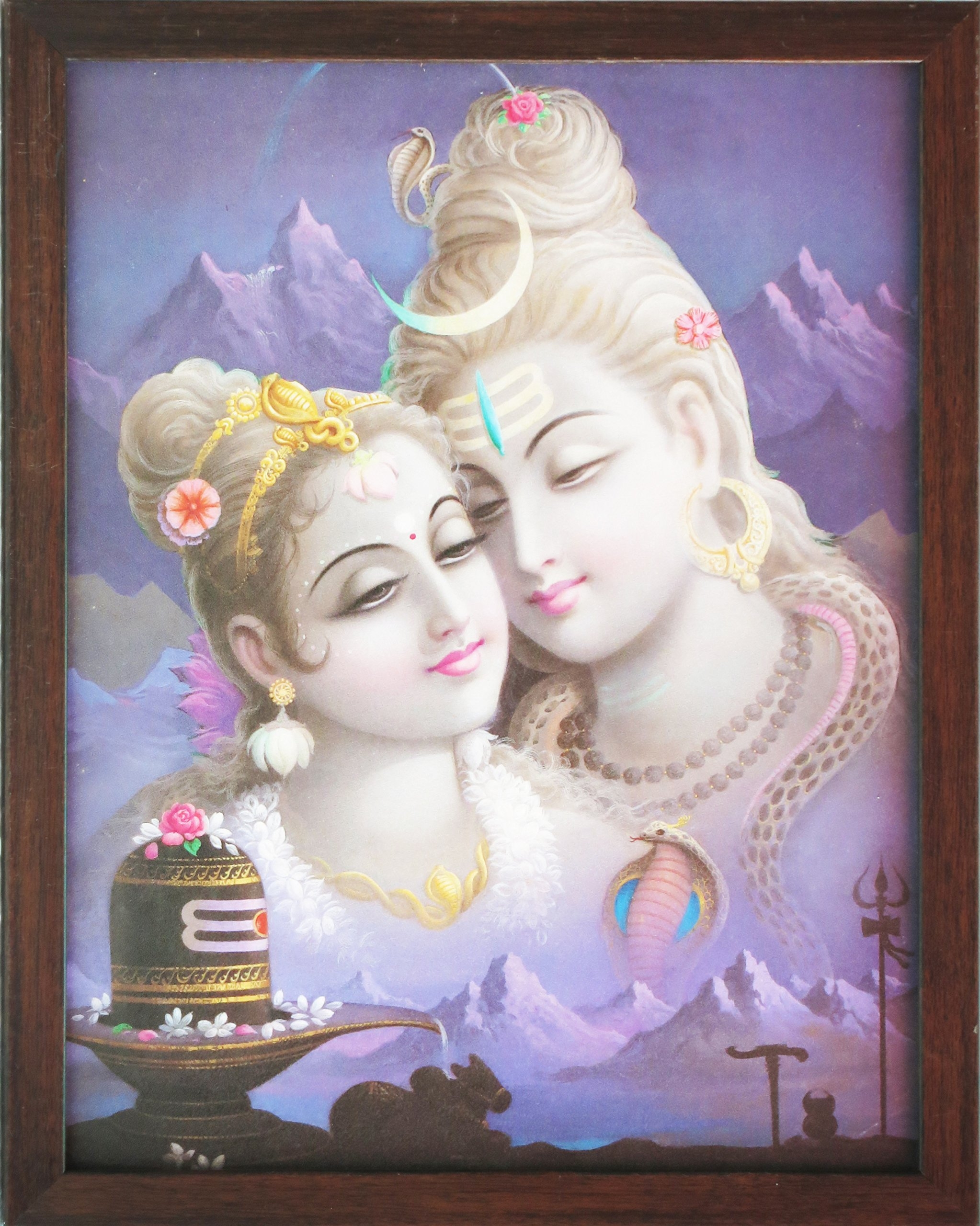 2050x2560 Amazon.com Store Shiva and Parvati Appearing from Sky, A Poster Painting with Frame for Hindu Religious Worship Purpose, Phone