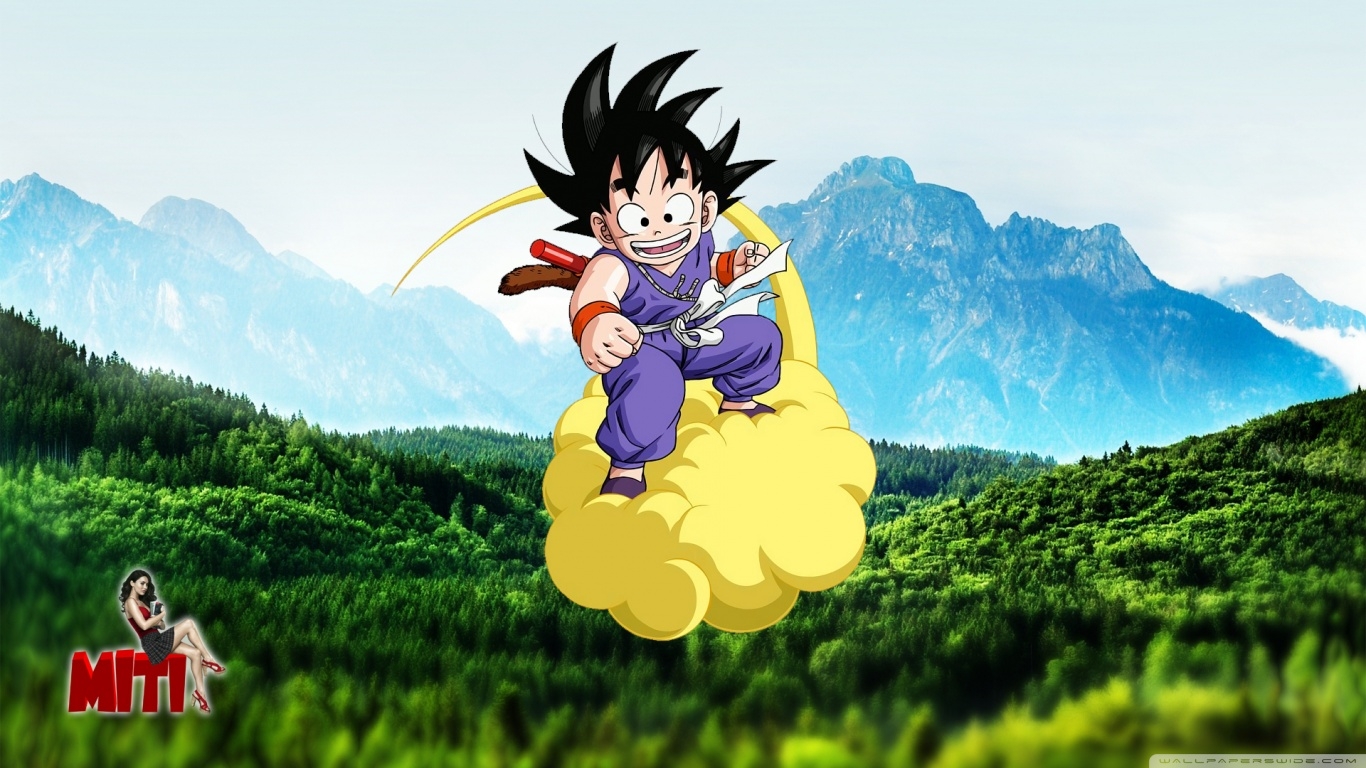 1370x770 Kid Goku On Nimbus, Desktop