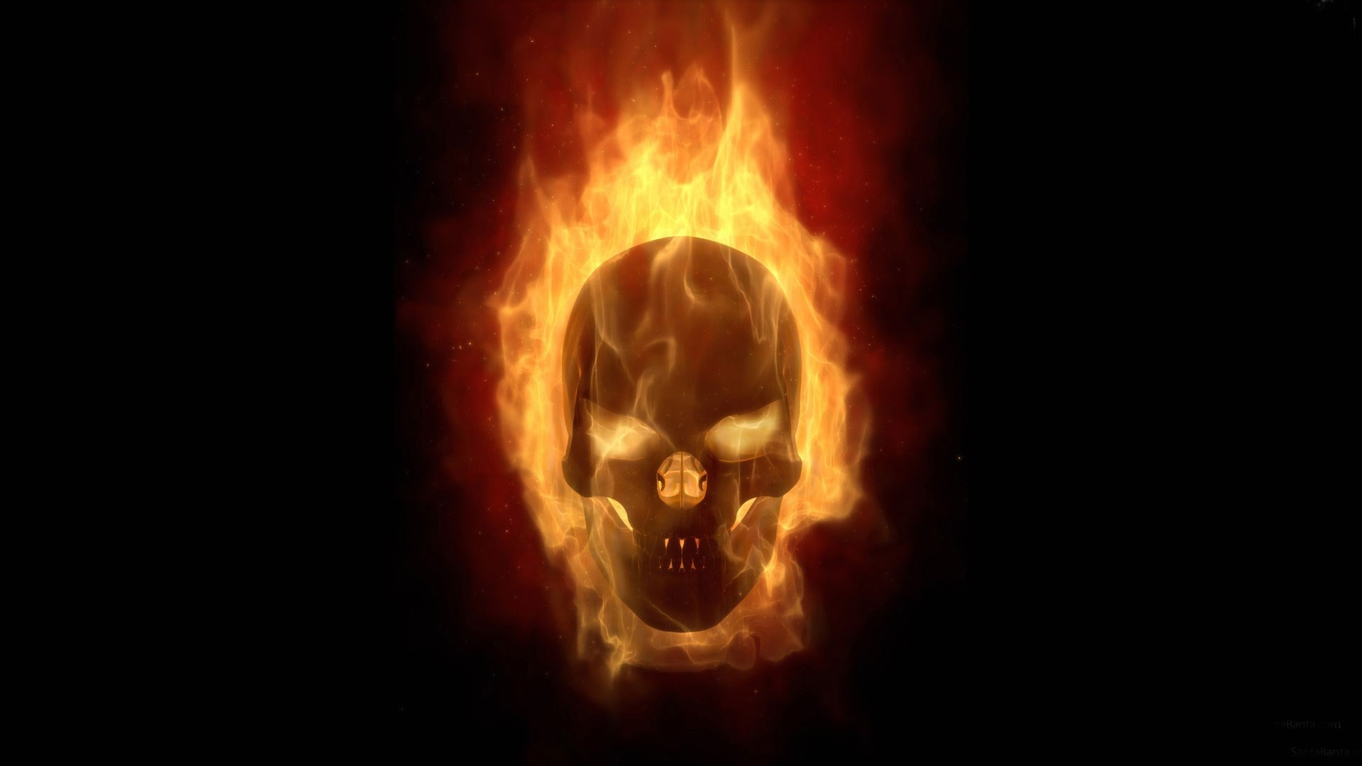 1920x1080 Blue Fire Skull, Desktop