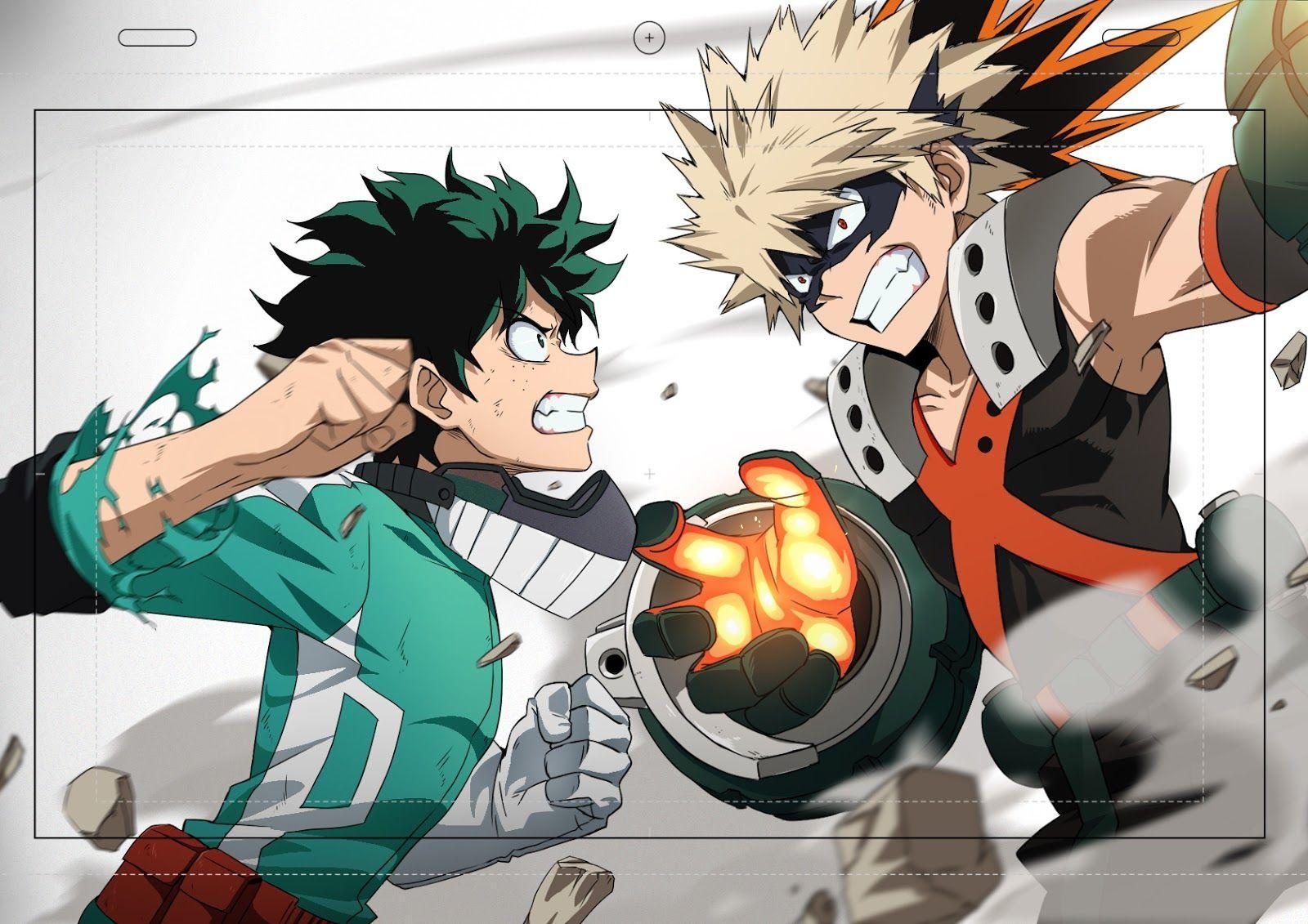 1600x1140 broken screen wallpaper Boku No Hero Academia Deku vs Katsugi, Desktop