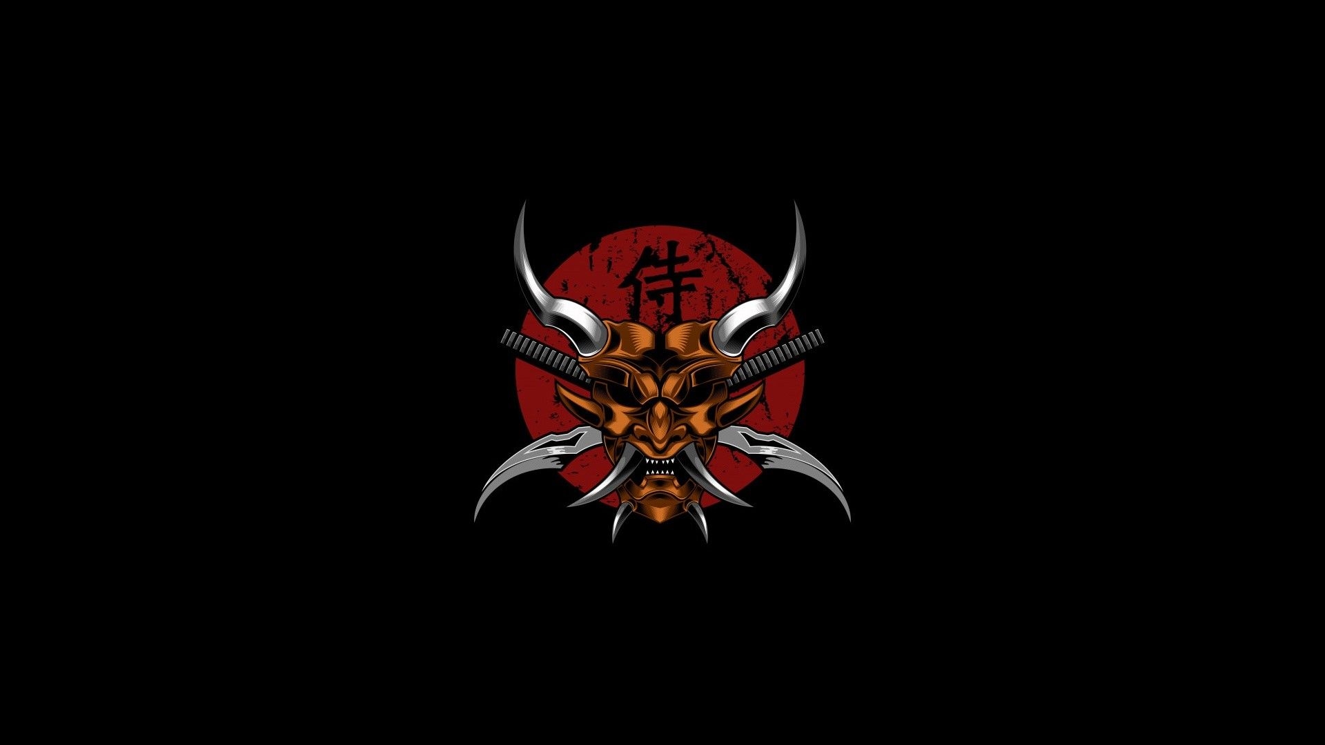 1920x1080 minimalism, oni mask, demon, Oni, Japan, samurai, artwork, simple background HD Wallpaper, Desktop