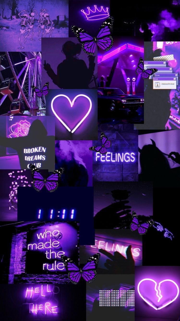 750x1340 Dark Purple Collage Aesthetic Wallpaper Free Dark Purple Collage Aesthetic Background, Phone