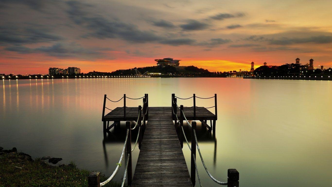 1370x770 Bridges Bridgetown Beautiful River Bridges Landscape View Rain, Desktop