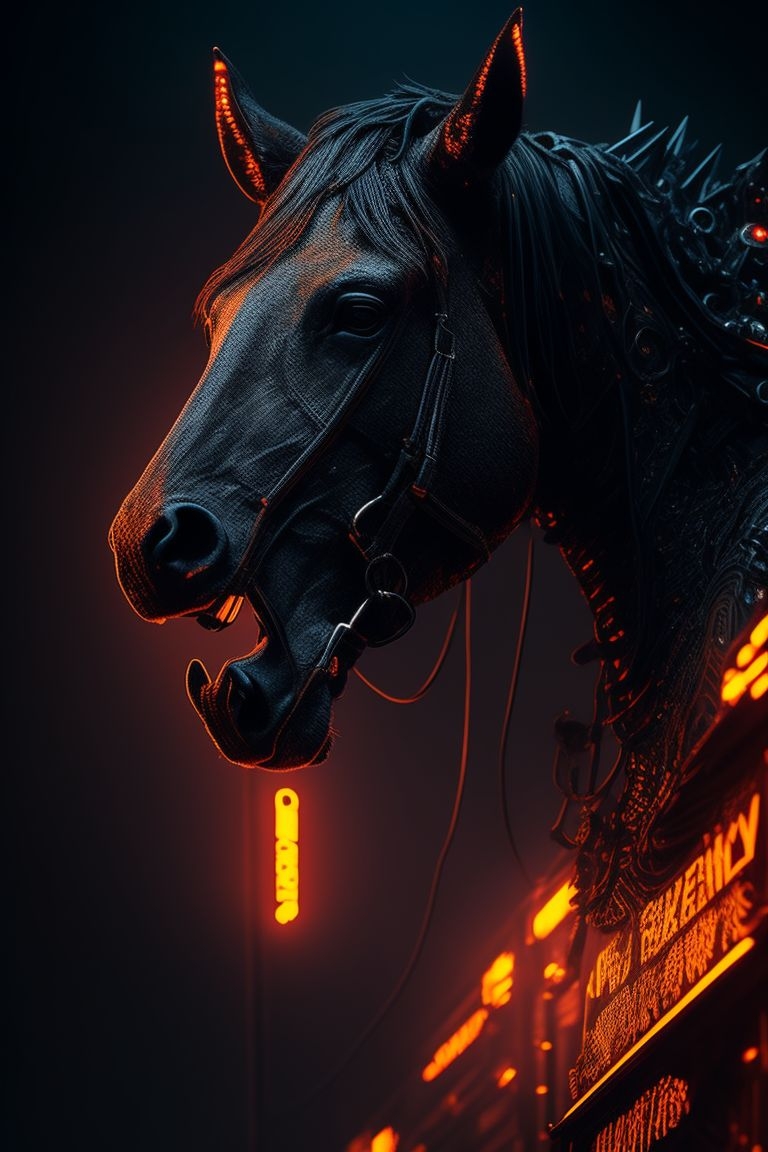 770x1160 Puzzled Bear662: A Burning Black Horse, Phone