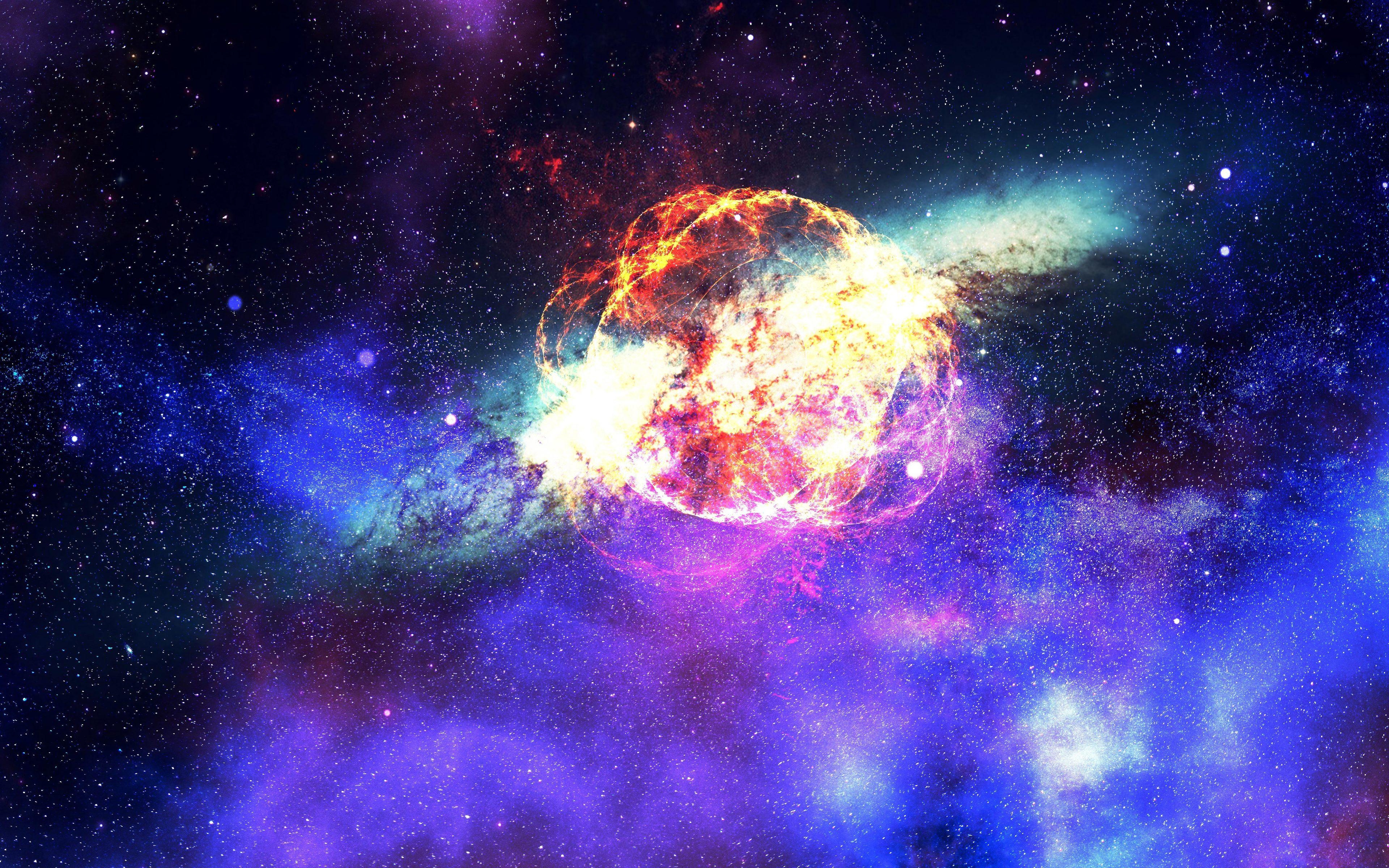 3840x2400 Download Wallpaper Fire Ball, 4k, Galaxy, Sci Fi, Nebula, Art, Desktop