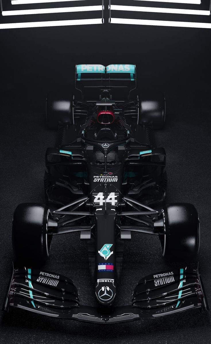 740x1200 Download Mercedes F1 Car In A Dark Room, Phone