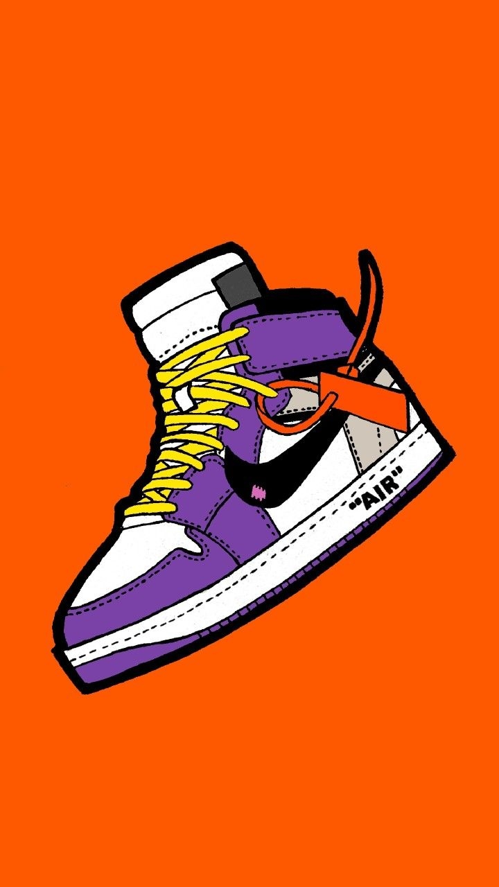 720x1280 Custom Air Jordan 1 Off White Drawing. Jordan logo wallpaper, Sneaker art, Bo jackson shoes, Phone